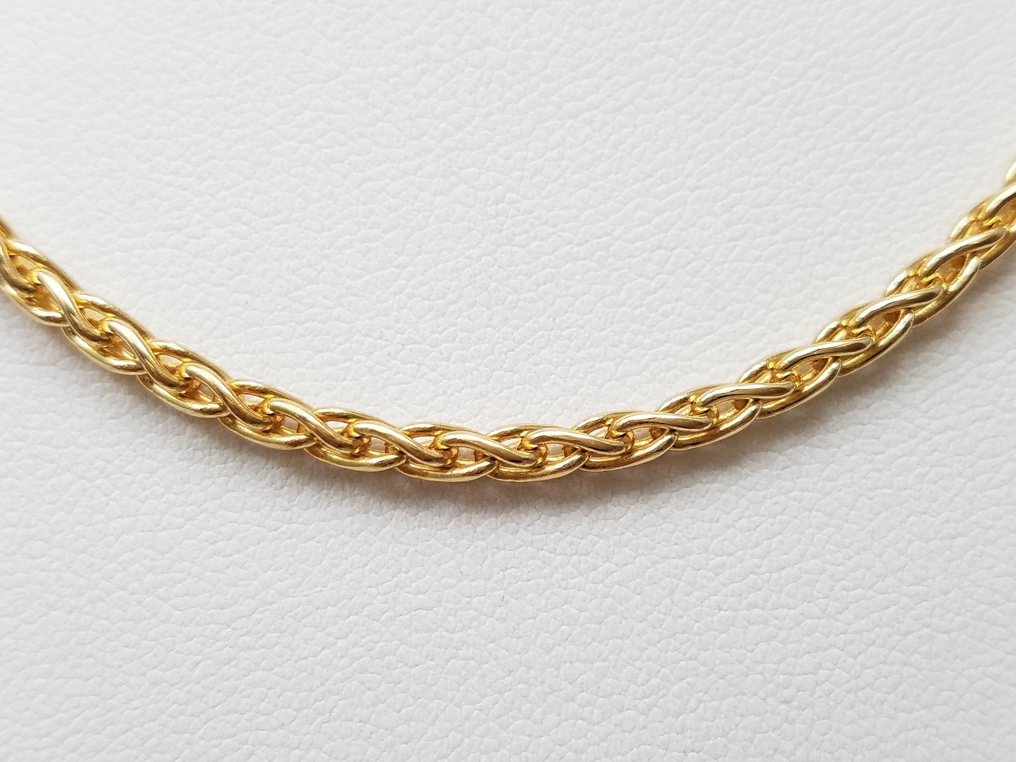 14k Yellow Gold Solid Wheat Link 2.8mm/16" Necklace