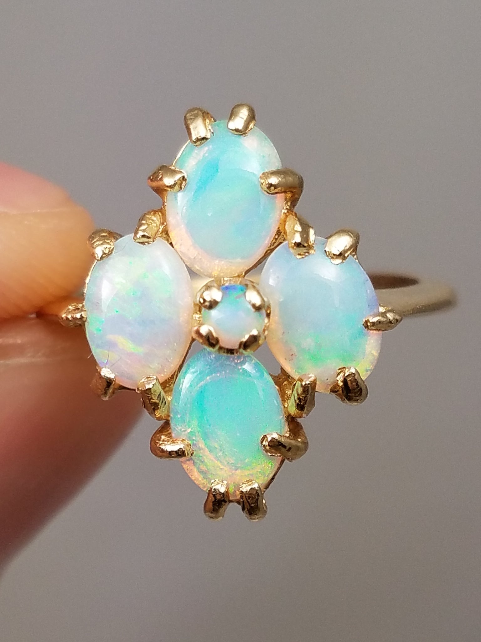 Magnificent 14k Yellow Gold Natural Australian Opal Ring