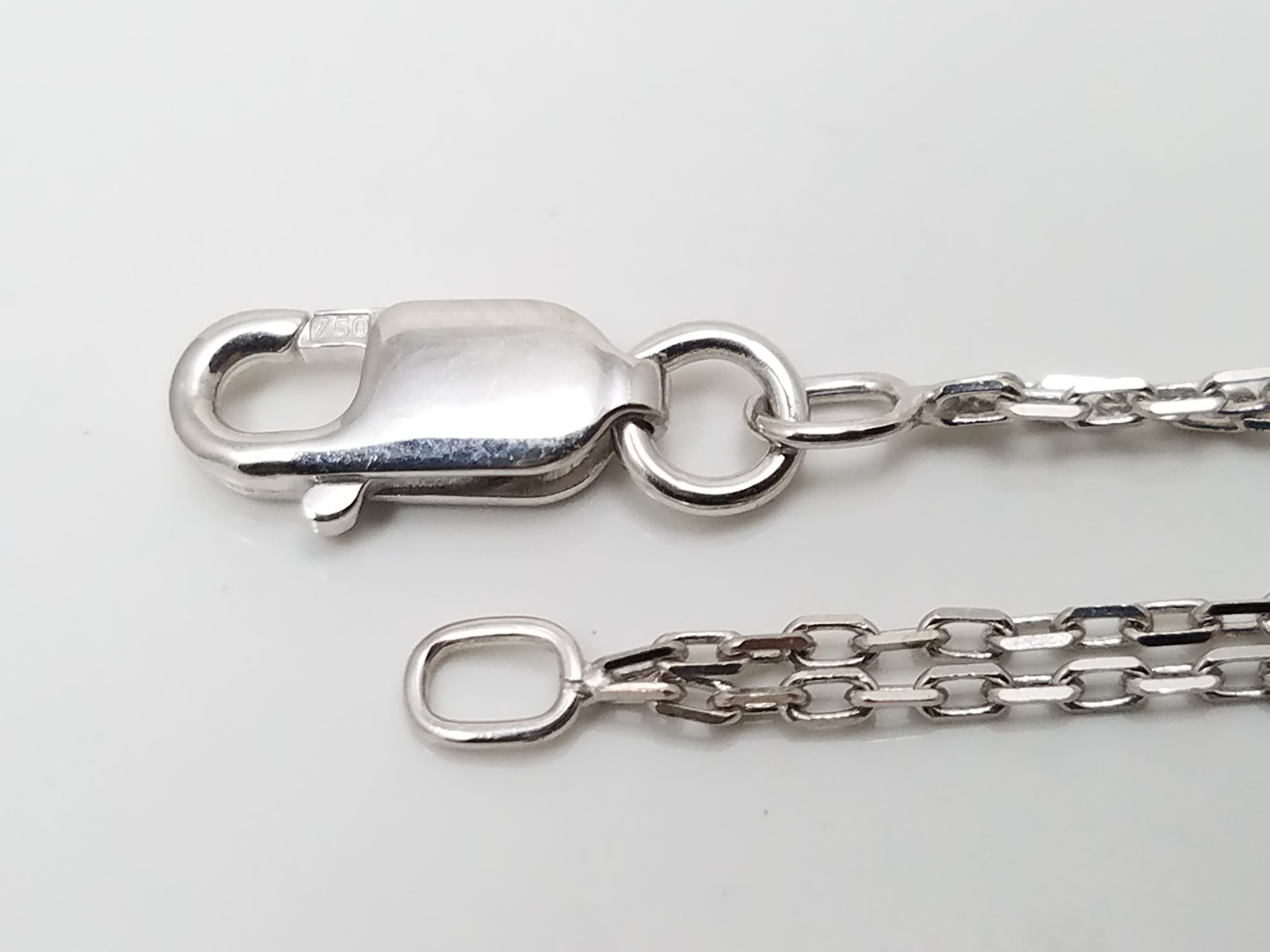 Fashionable 18" 18k White Gold Double Cable Link Chain Necklace