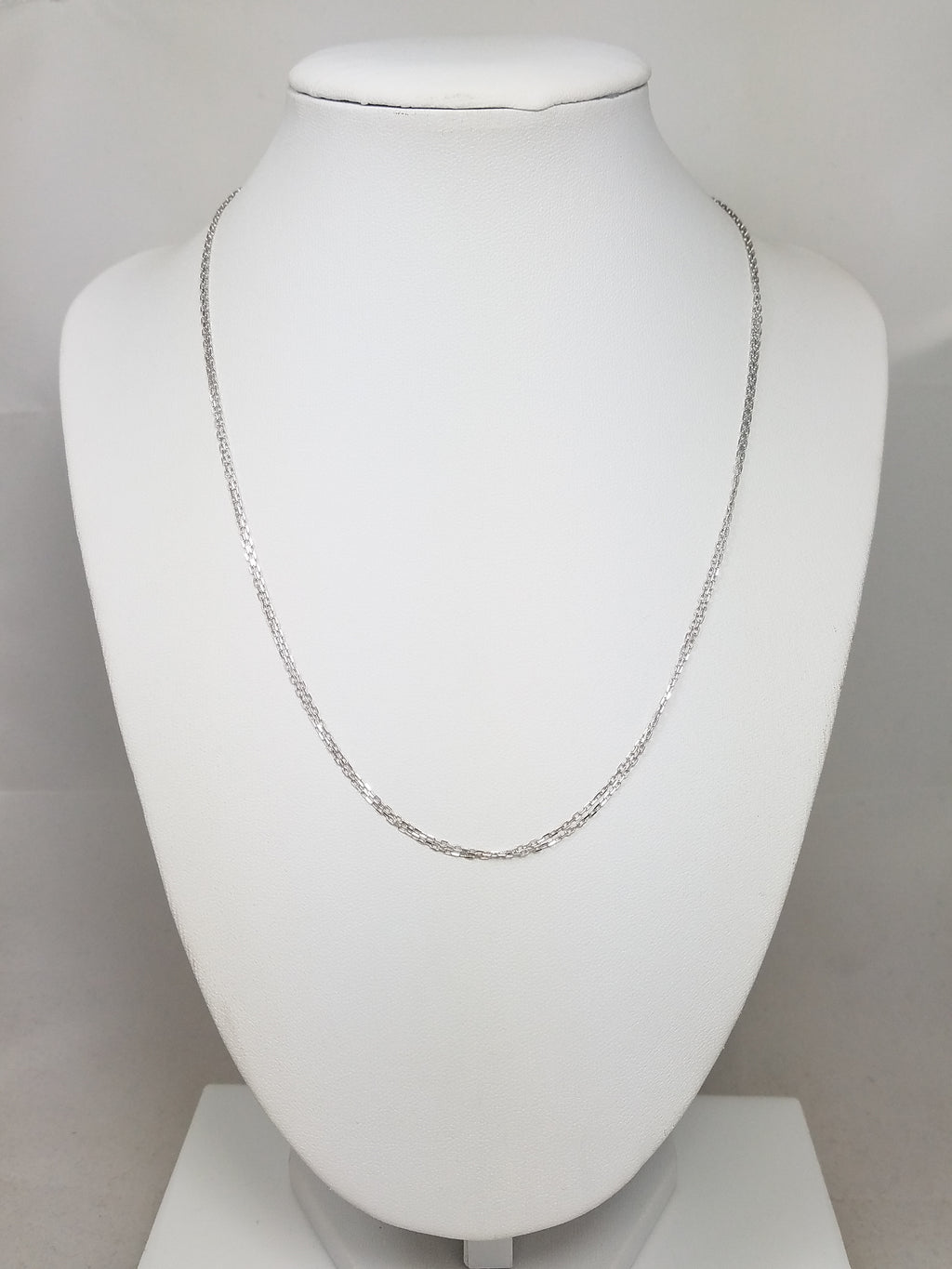 Fashionable 18" 18k White Gold Double Cable Link Chain Necklace