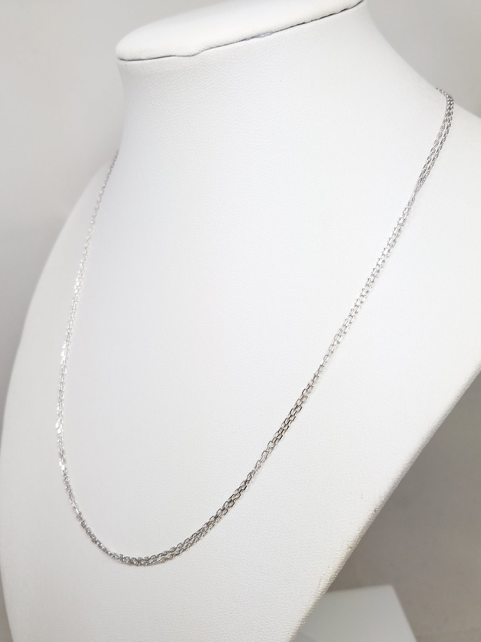 Fashionable 18" 18k White Gold Double Cable Link Chain Necklace