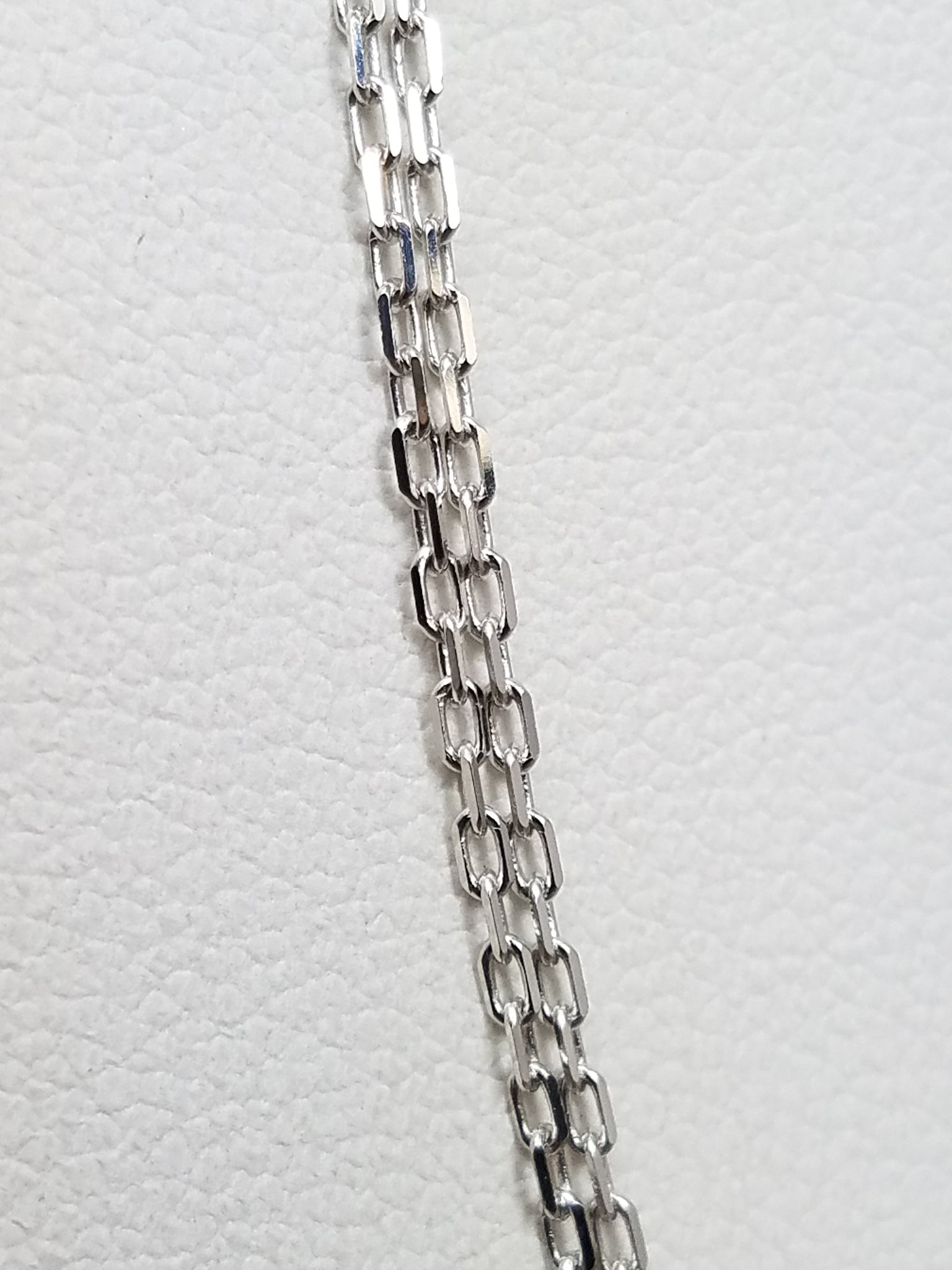 Fashionable 18" 18k White Gold Double Cable Link Chain Necklace