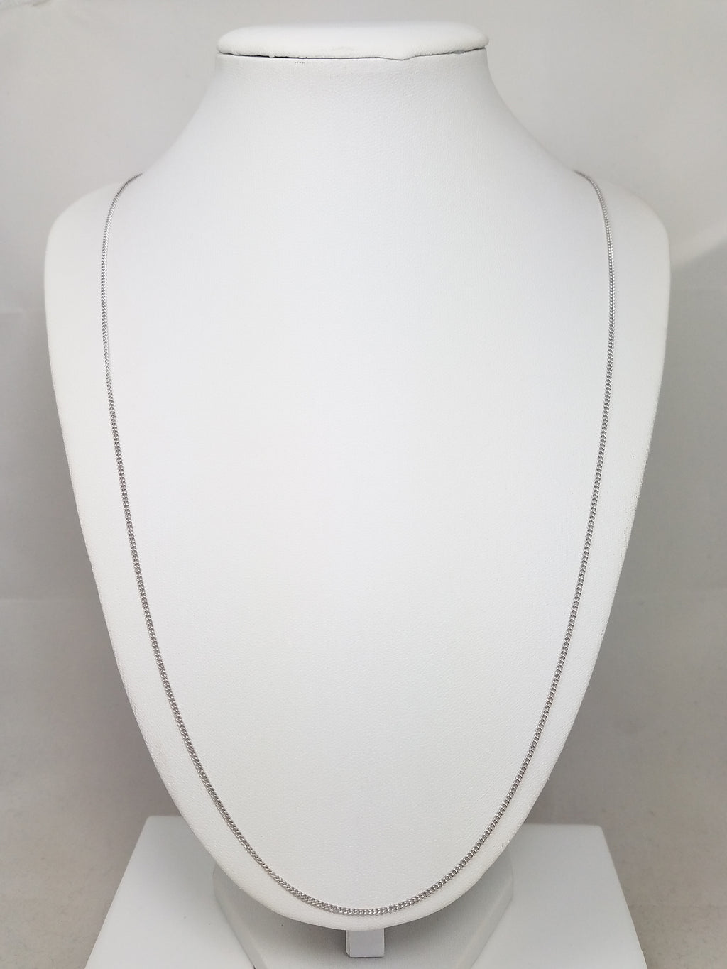 Dainty 25"18k White Gold Solid Curb Link Chain Necklace