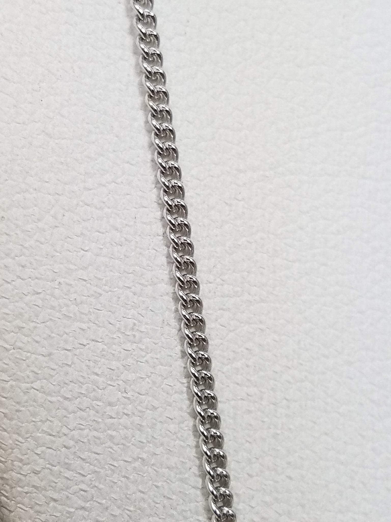Dainty 25"18k White Gold Solid Curb Link Chain Necklace