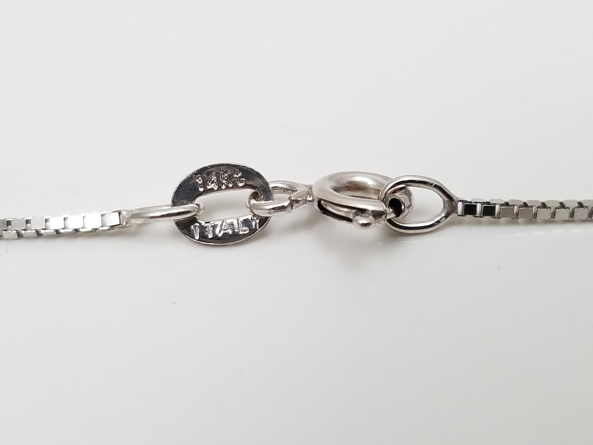 Simple 20" 14k White Gold Solid Box Link Chain Necklace