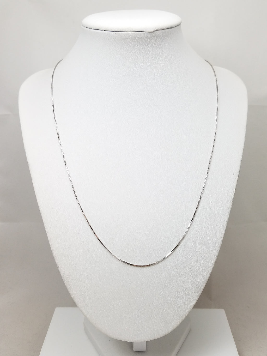 Simple 20" 14k White Gold Solid Box Link Chain Necklace