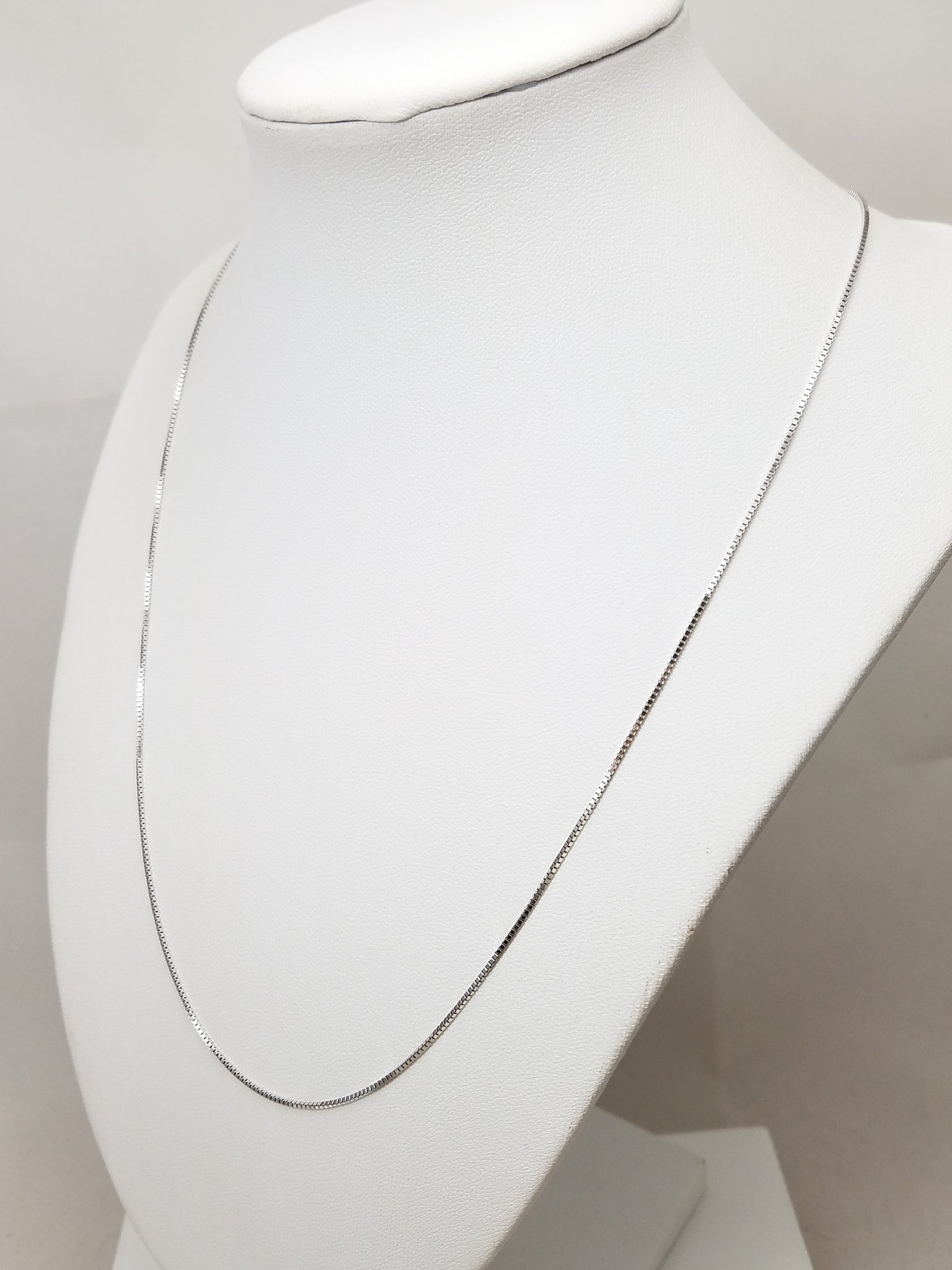 Simple 20" 14k White Gold Solid Box Link Chain Necklace