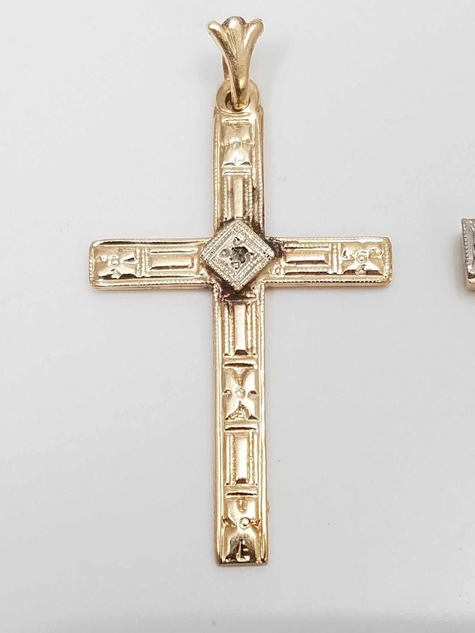 Three Vintage 10k Gold Natural Diamond Cross Pendant Lot