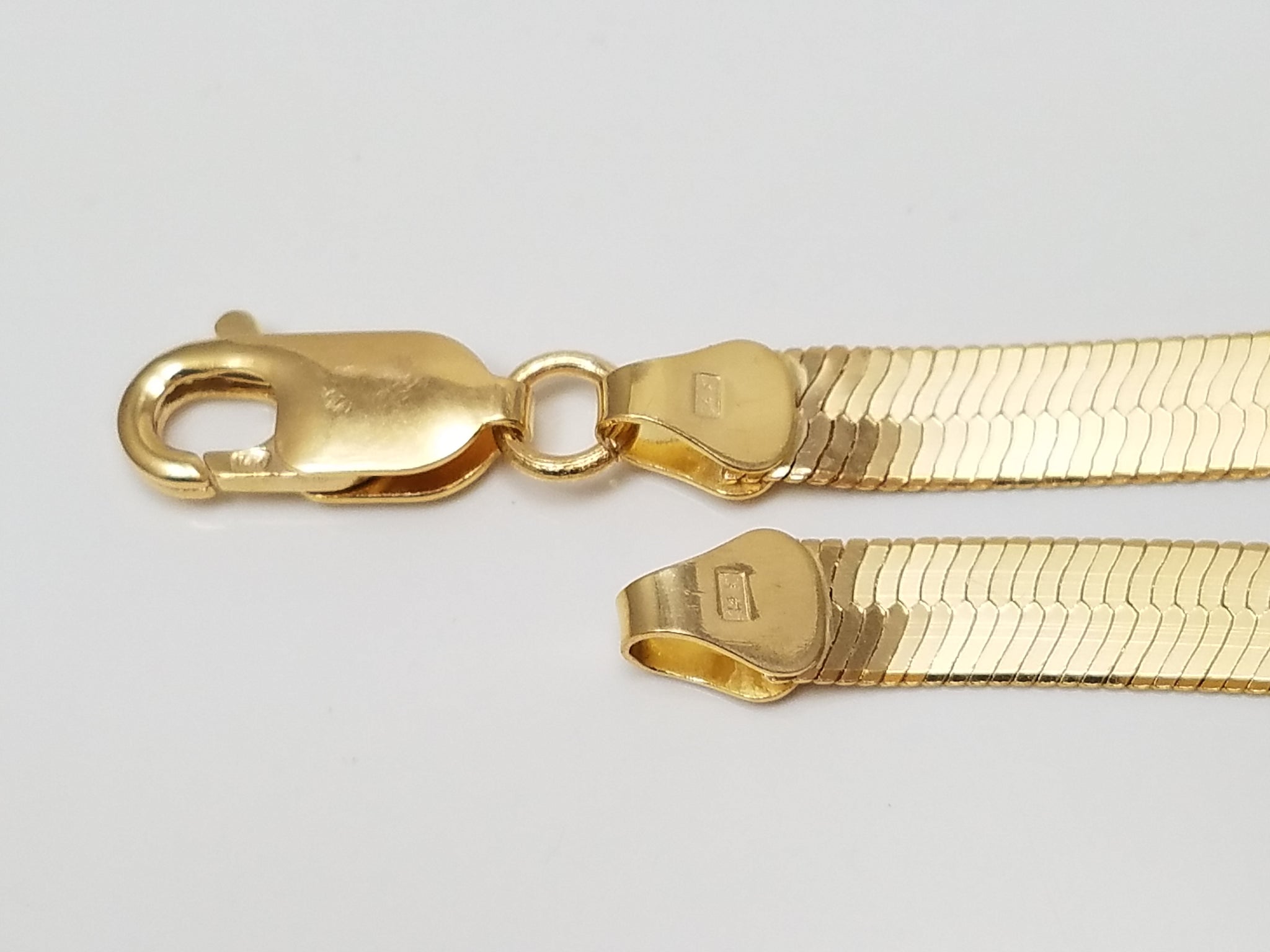 Cool 7" Solid 14k Yellow Gold Herringbone Bracelet