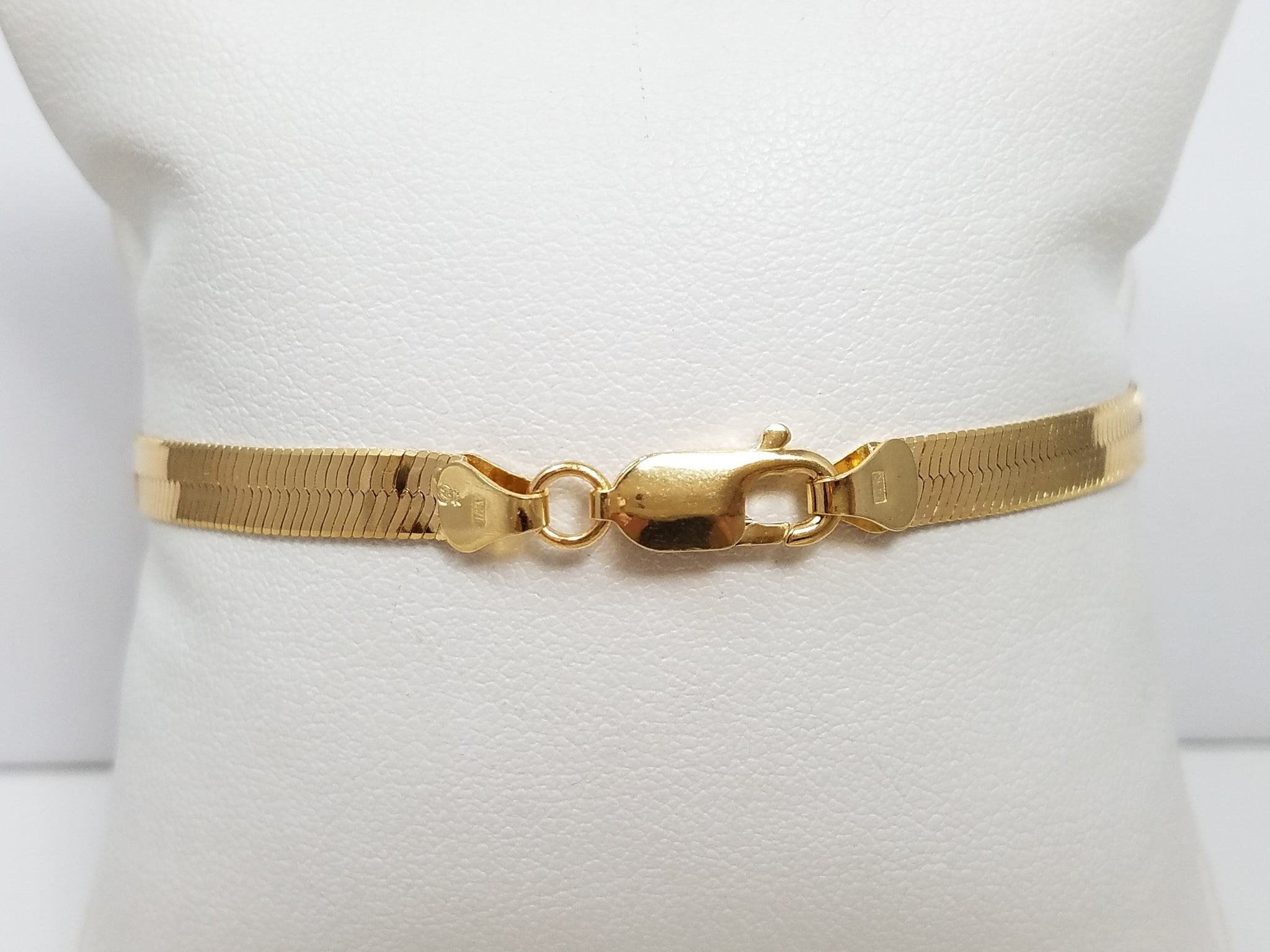 Cool 7" Solid 14k Yellow Gold Herringbone Bracelet