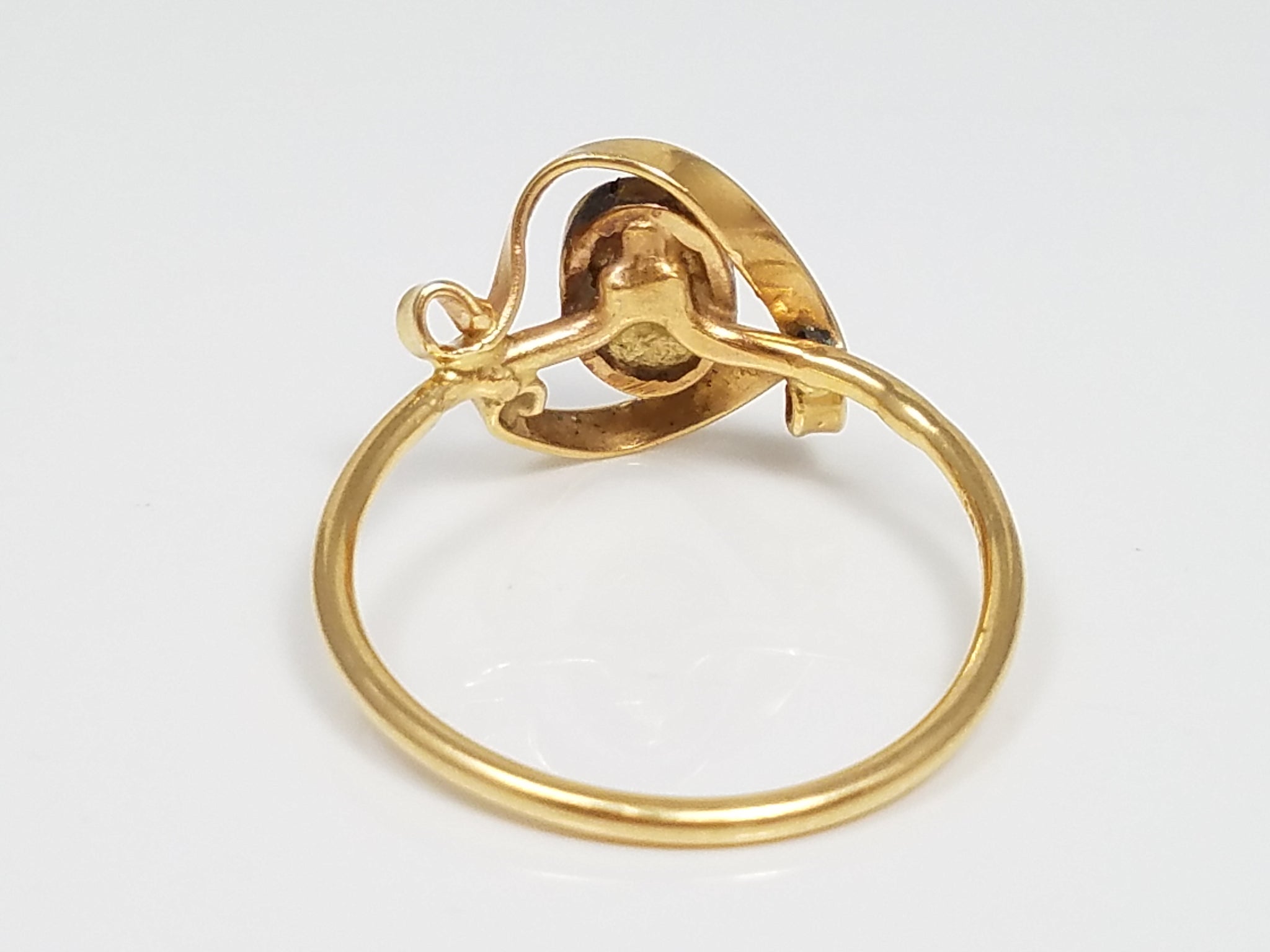 Vintage Artisan 14k Yellow Gold Natural Opal Hand Made Ring