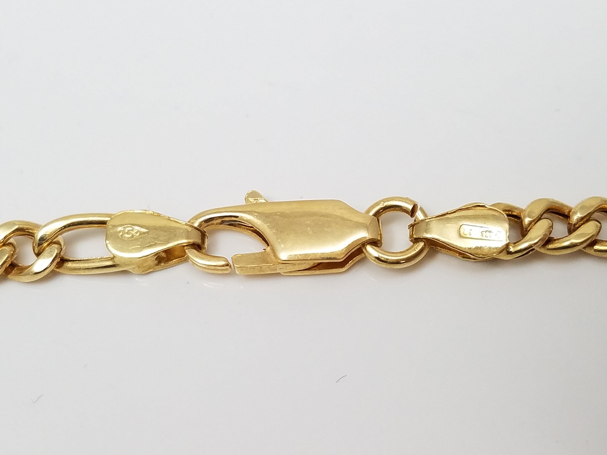 Classic 19.5" Hollow 18k Yellow Gold Figaro Link Chain Necklace