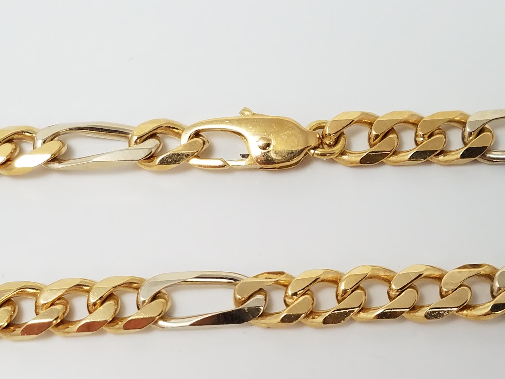 Dynamic 22" Solid 18k Two Tone Gold Figaro Link Chain Necklace