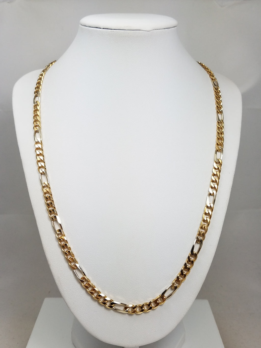 Dynamic 22" Solid 18k Two Tone Gold Figaro Link Chain Necklace