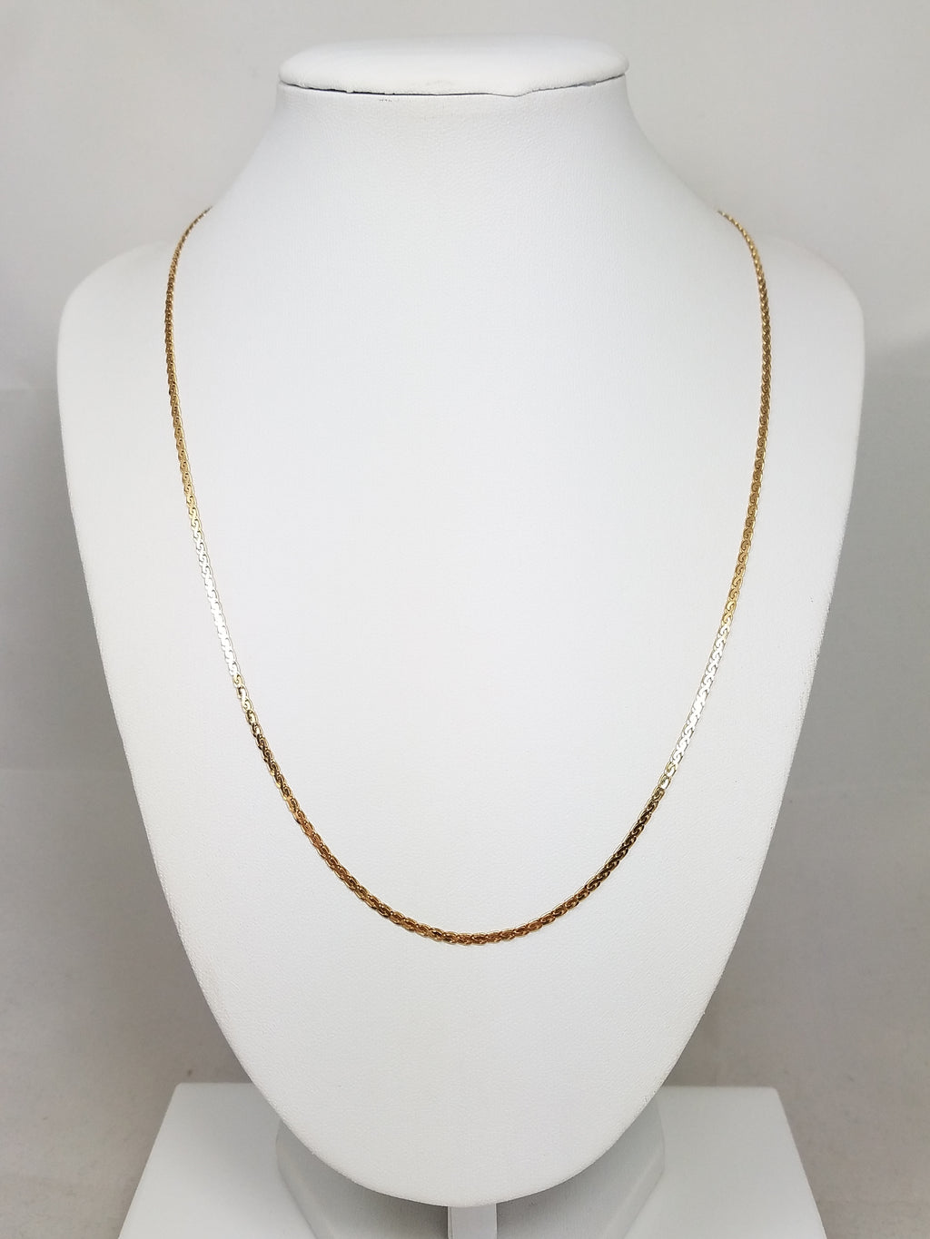 Gleaming 20" 14k Yellow Gold Flat Wheat Chain Necklace