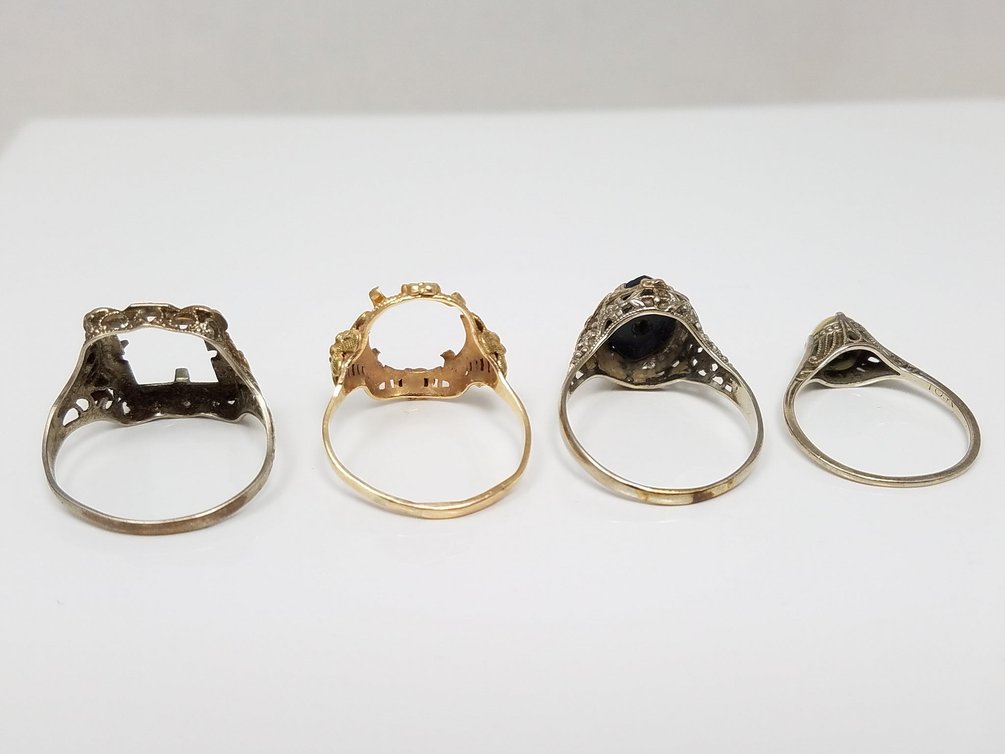 Four 10k Gold Art Deco Rings/Mounts To Restore