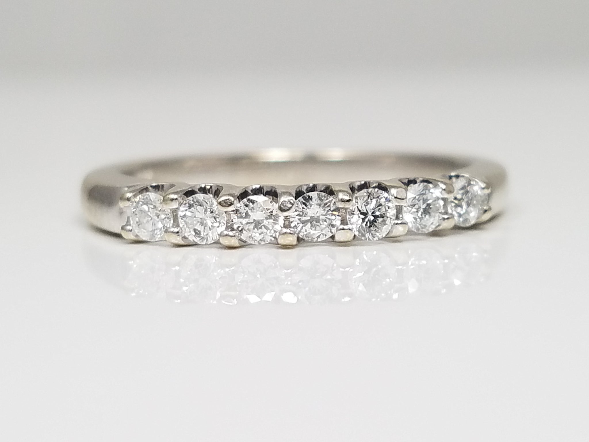 Classic 14k White Gold Natural Diamond Anniversary Ring Band