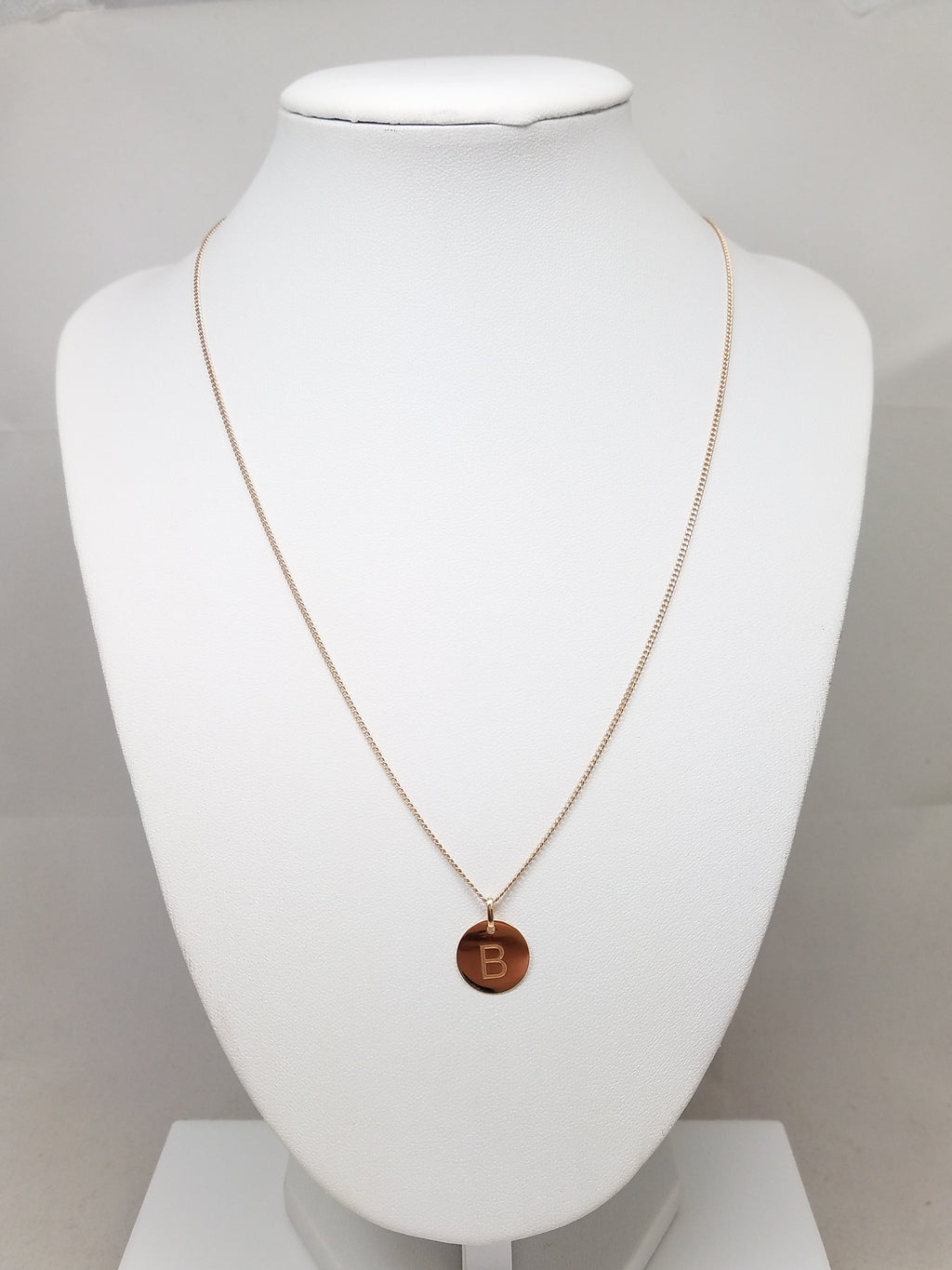 10k Rose Gold "B" Charm Pendant 18" Necklace