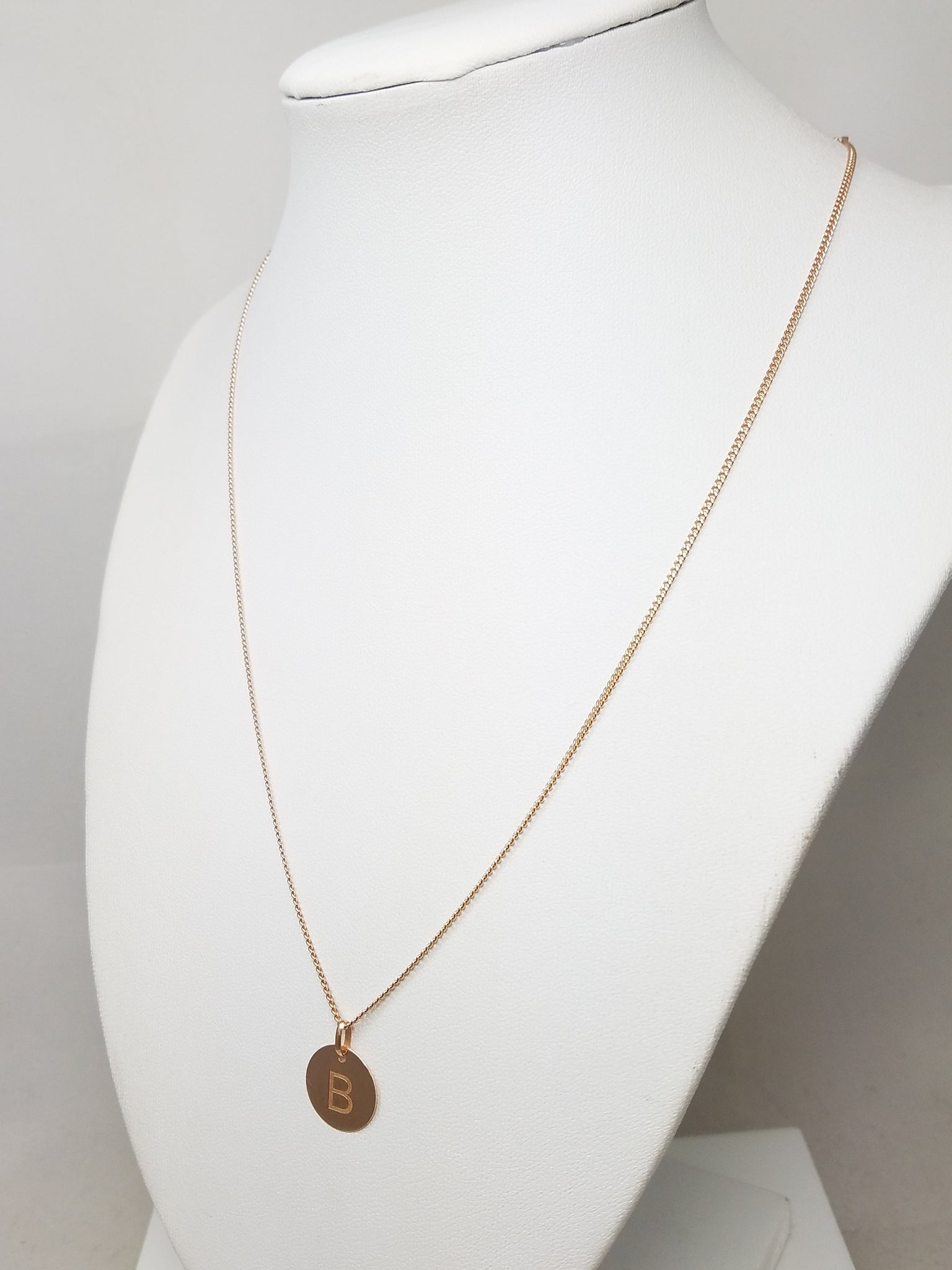 10k Rose Gold "B" Charm Pendant 18" Necklace