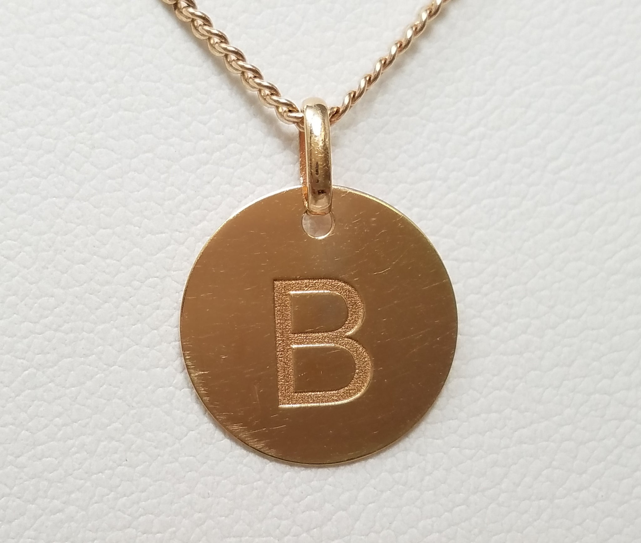 10k Rose Gold "B" Charm Pendant 18" Necklace