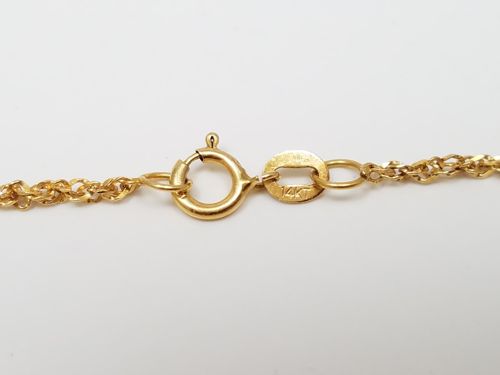 14k Yellow Gold Dangling Cultured Pearl Station Necklace