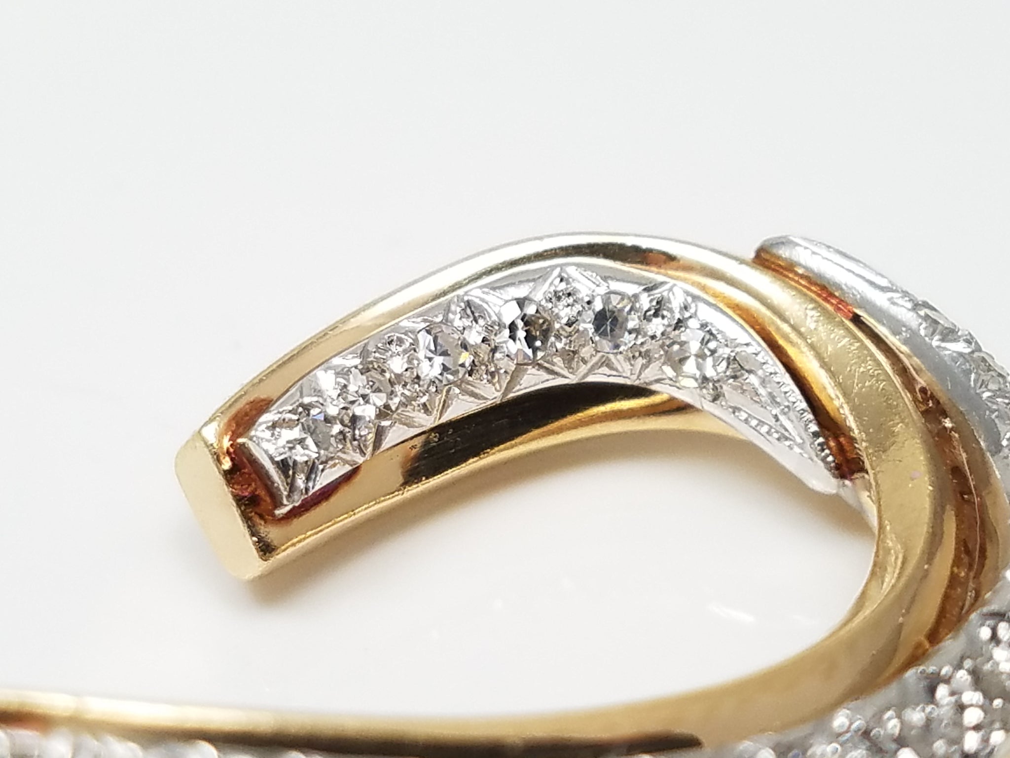 14k Two Tone Gold Natural Diamond Twist Hoop Earrings