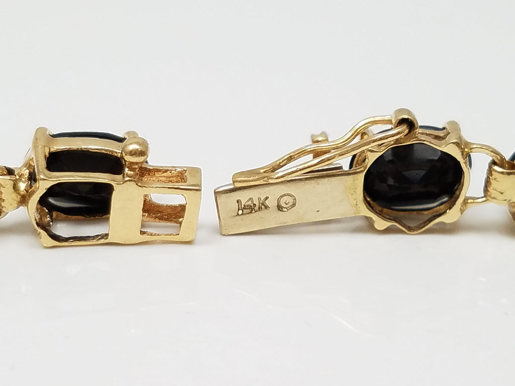 14k Yellow Gold Black Onyx Tennis Bracelet