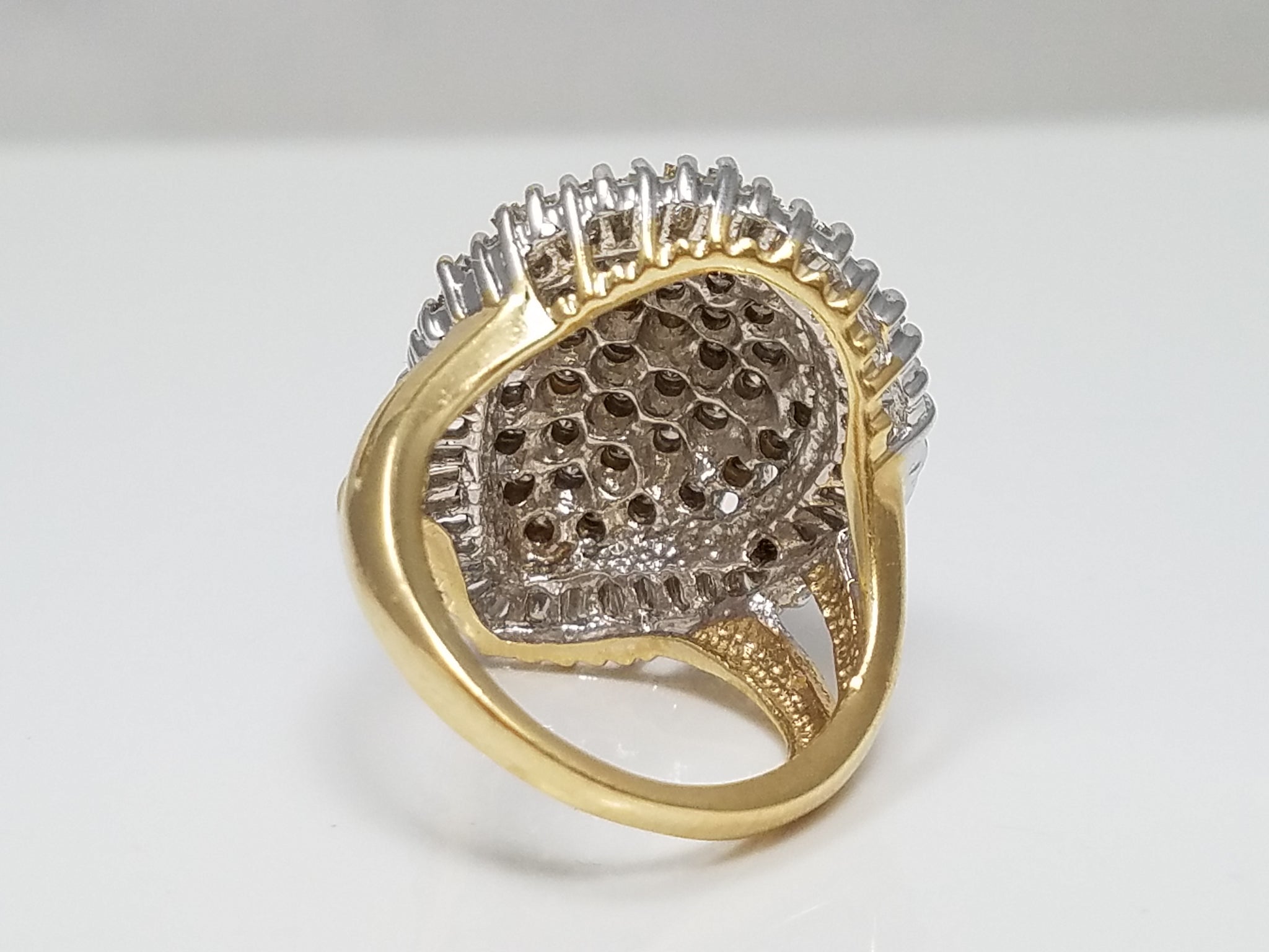 Grand 14k Gold 1ctw Natural Diamond Cluster Ballerina Ring