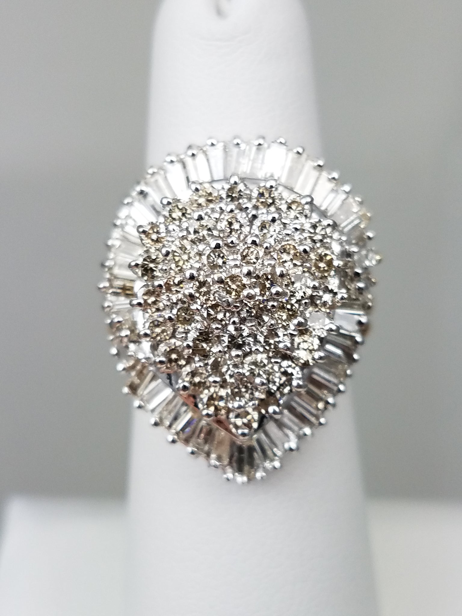 Grand 14k Gold 1ctw Natural Diamond Cluster Ballerina Ring