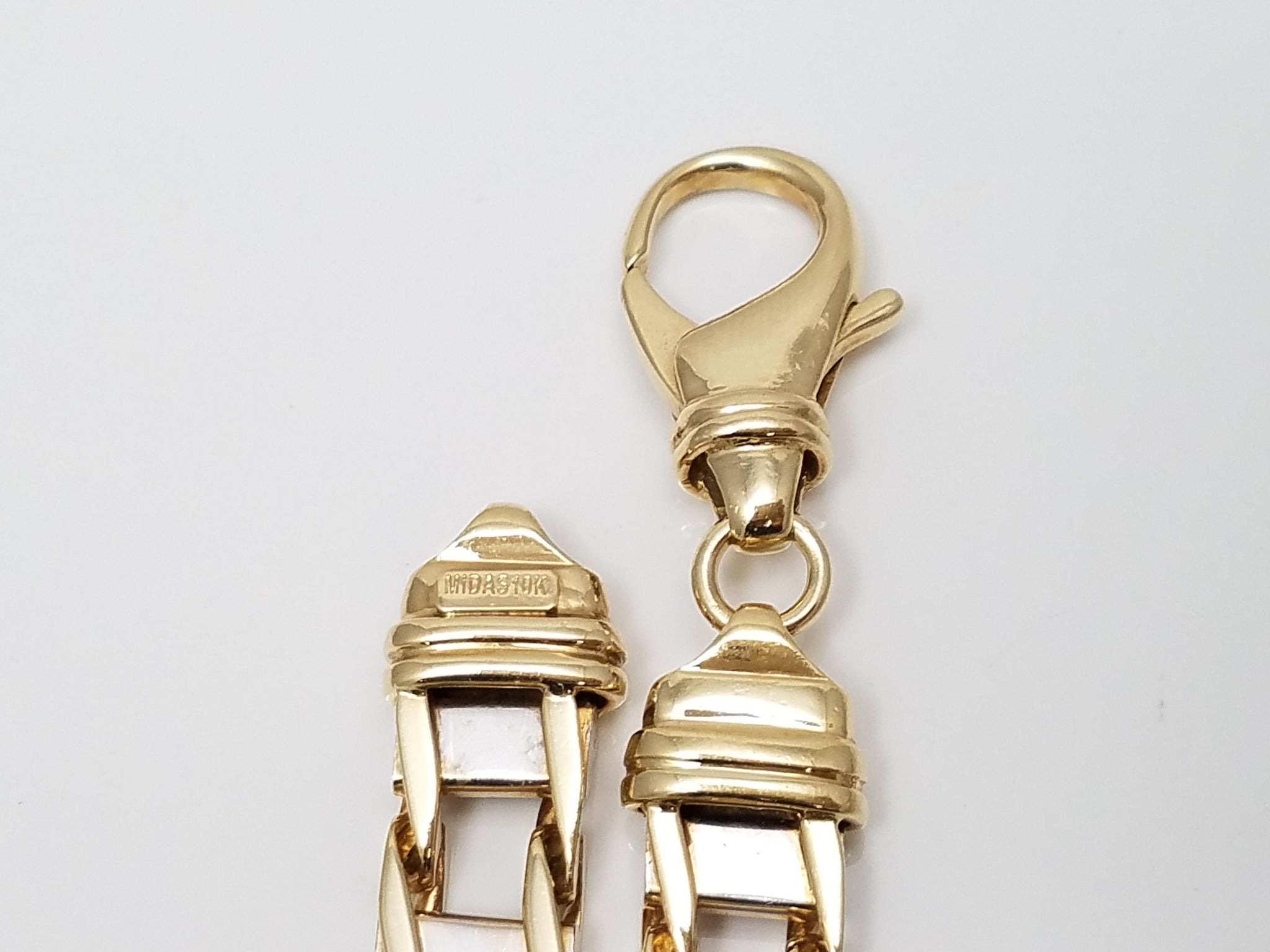 Magnificent 8.75" Solid 10k Two Tone Gold Men's Fancy Link Bracelet