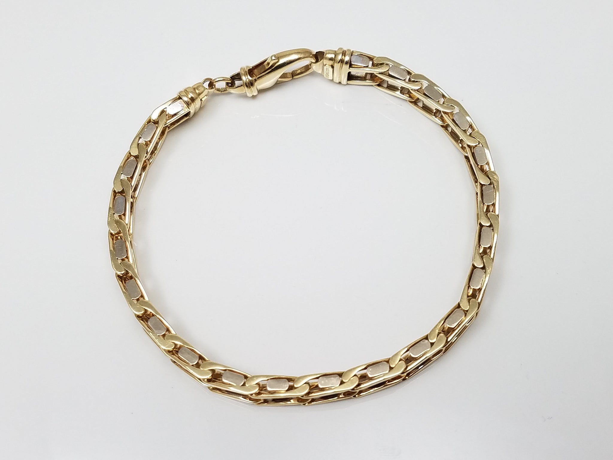 Magnificent 8.75" Solid 10k Two Tone Gold Men's Fancy Link Bracelet