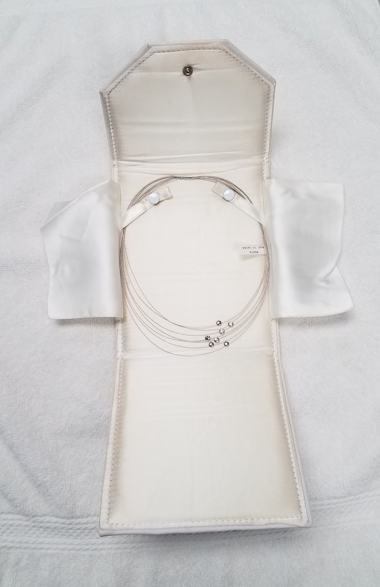 Glamorous 16" 18k White Gold Natural Motion Diamond Seven Strand Necklace