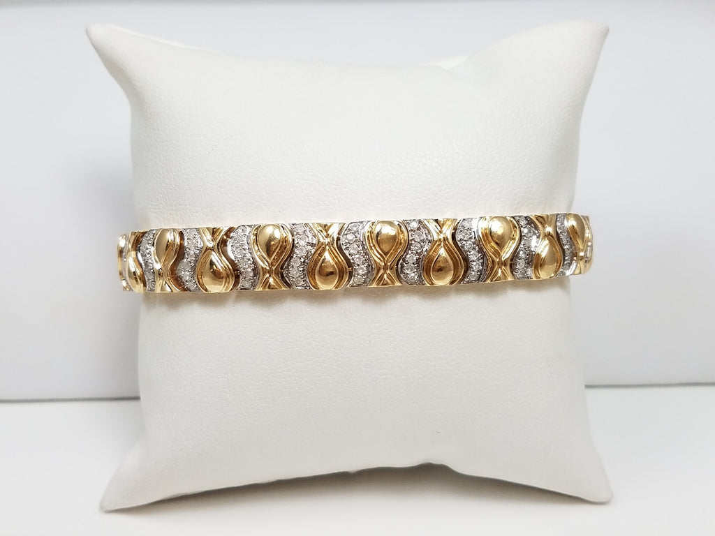Gleaming 7.5" 14k Two Tone Gold 1ctw Natural Diamond Bracelet