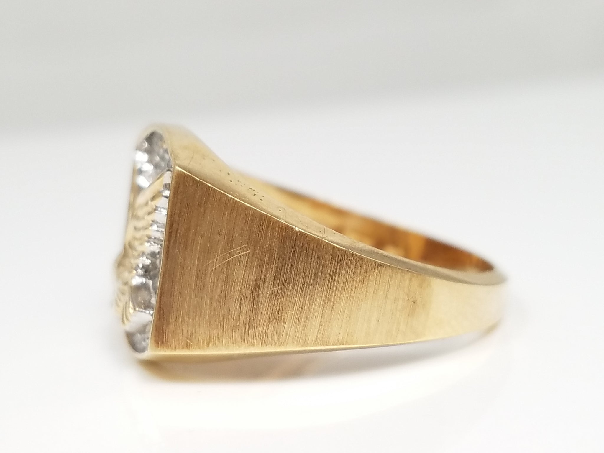 Fancy 10k Two Tone Gold Natural Diamond Flying Eagle Ring