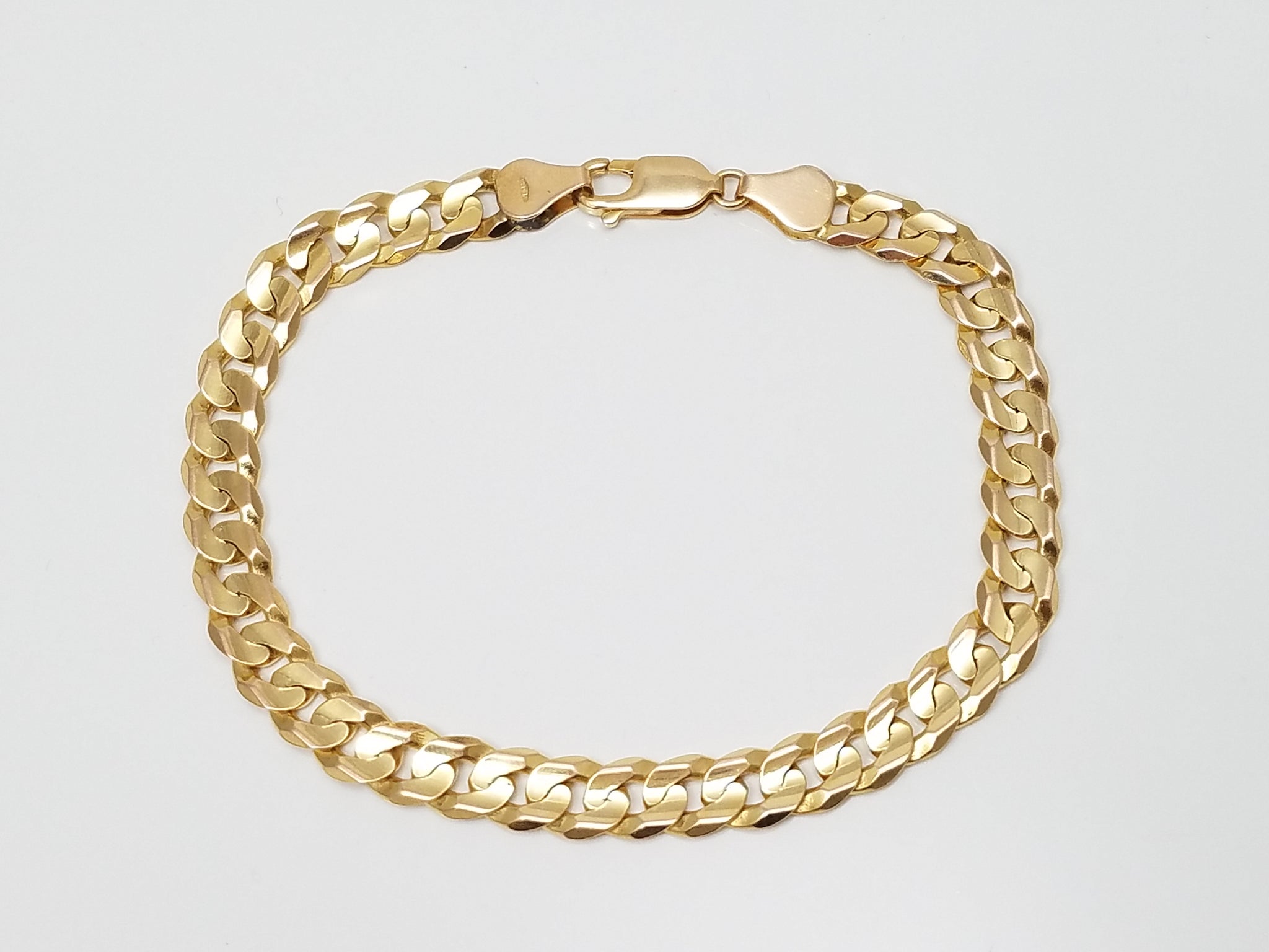 Sharp 8" Solid 10k Yellow Gold Curb Link Bracelet