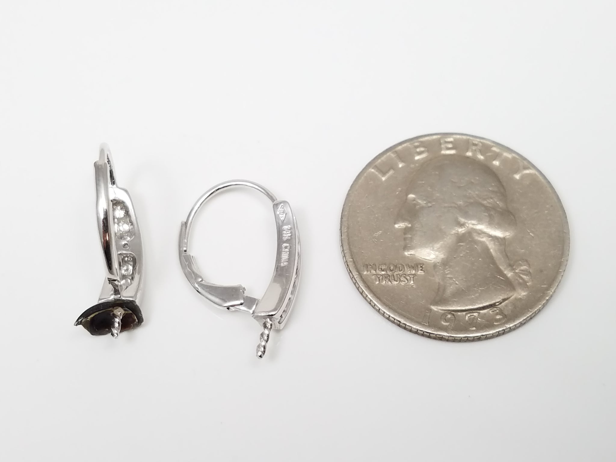 Dazzling 14k White Gold Natural Diamond Dangle Earring Mounts