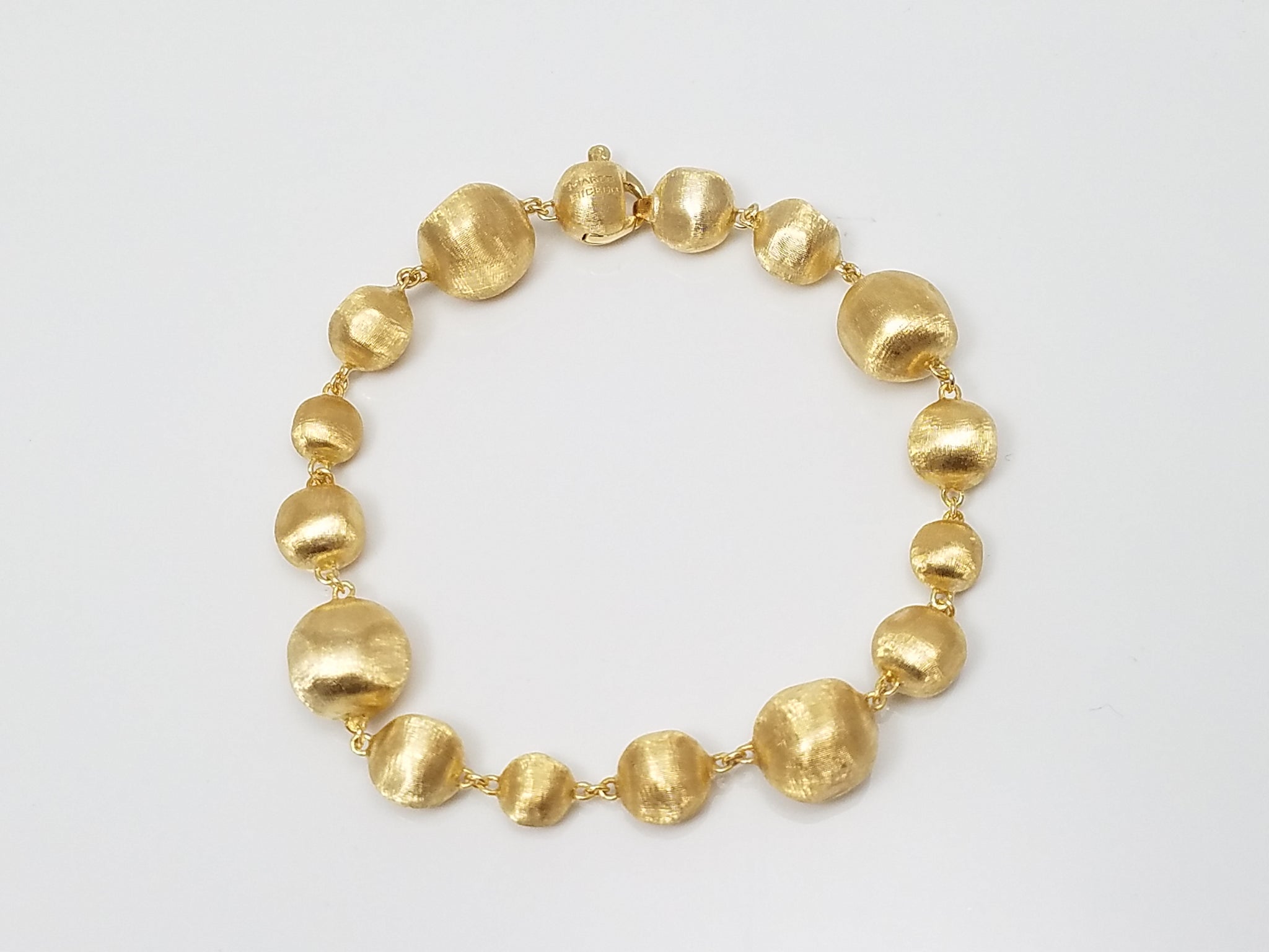$4,000 Retail Marco Bicego 18k Yellow Gold Hollow Satin Ball 7" Bracelet