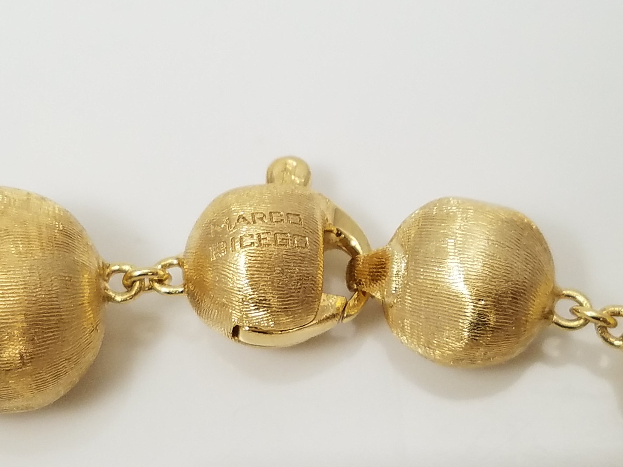 $4,000 Retail Marco Bicego 18k Yellow Gold Hollow Satin Ball 7" Bracelet