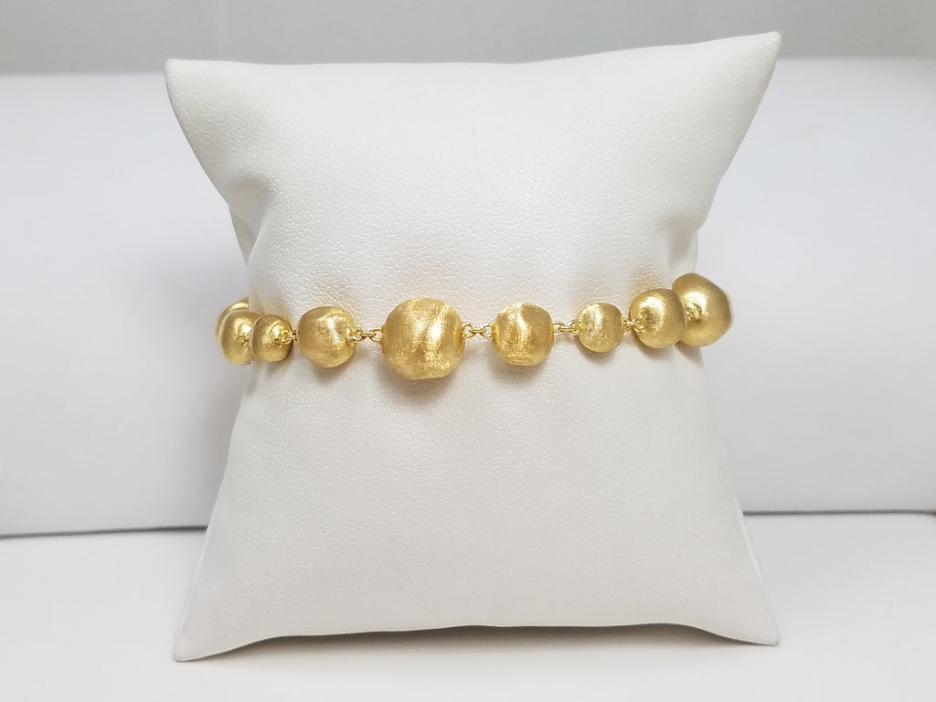 $4,000 Retail Marco Bicego 18k Yellow Gold Hollow Satin Ball 7" Bracelet