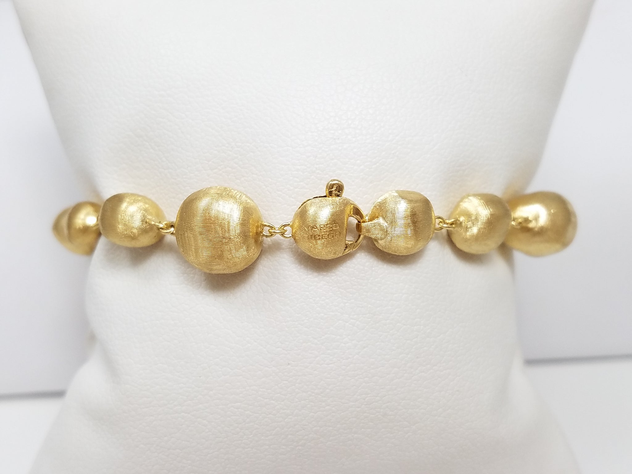 $4,000 Retail Marco Bicego 18k Yellow Gold Hollow Satin Ball 7" Bracelet