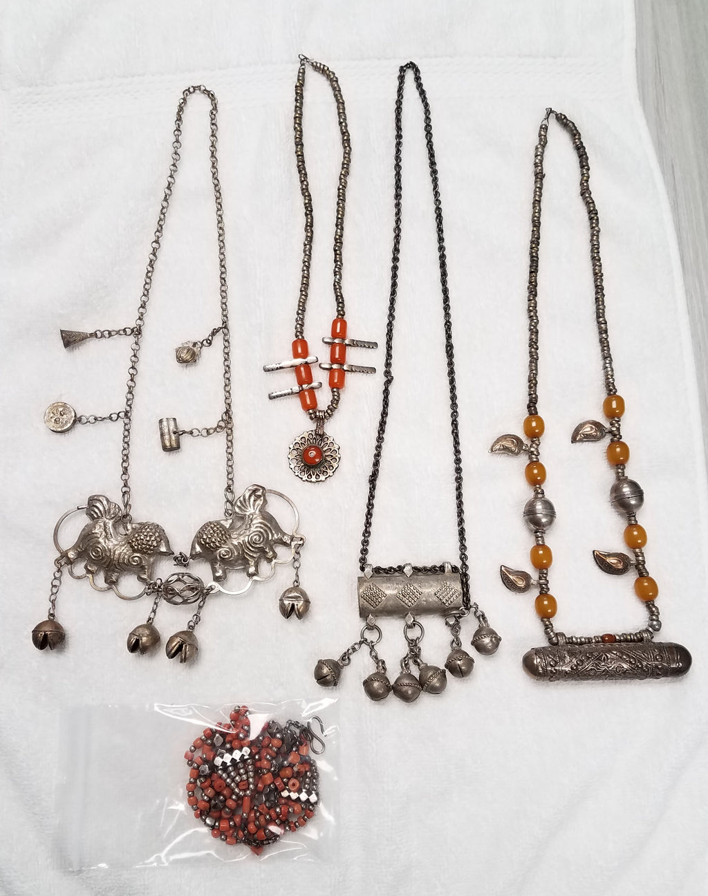 Lot of 5 Vintage Sterling Silver Plated Copper Necklaces