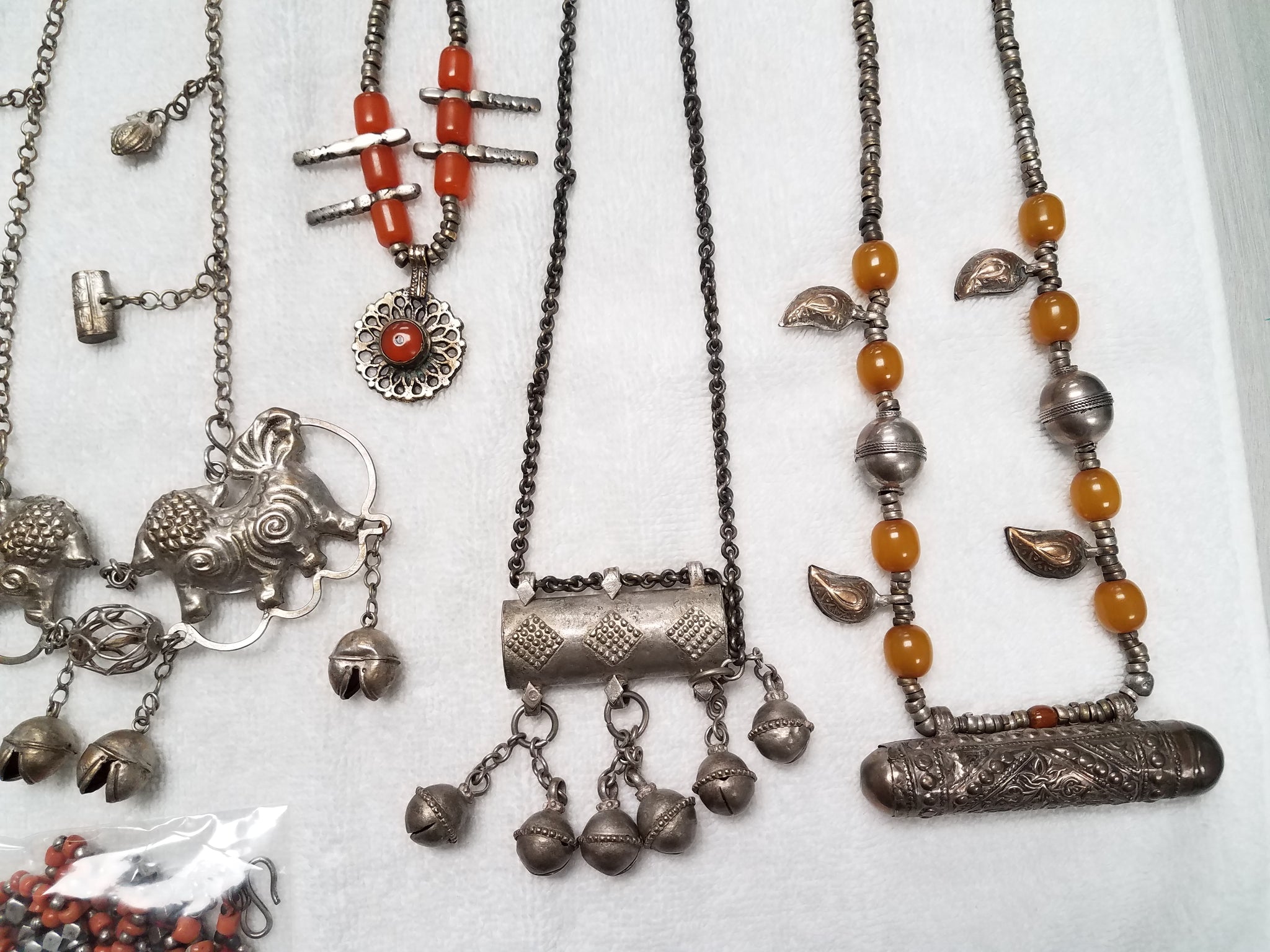 Lot of 5 Vintage Sterling Silver Plated Copper Necklaces