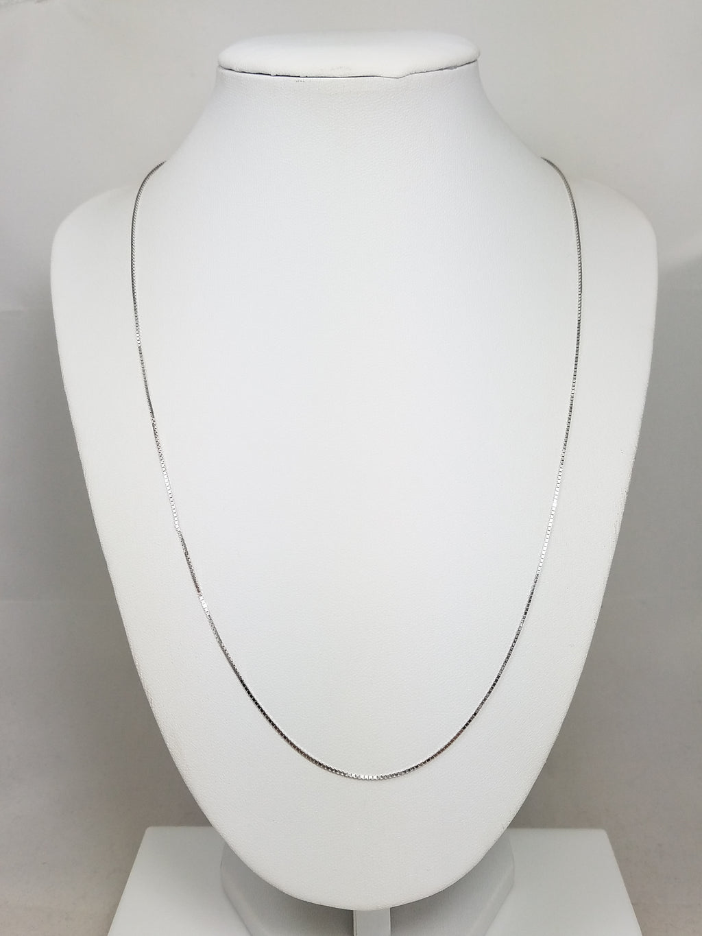 14k White Gold Adjustable Length Box Link Necklace