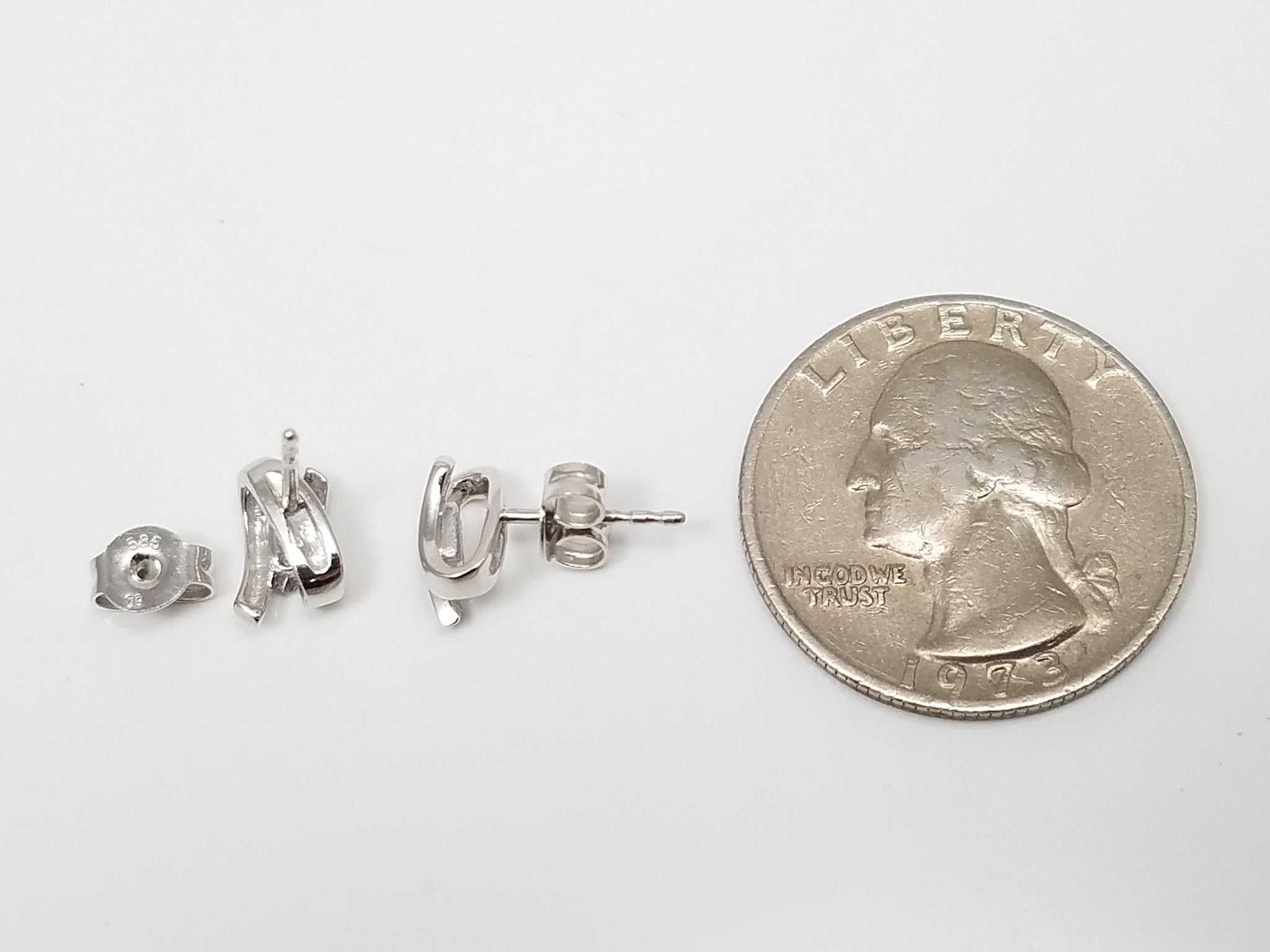 Dainty 14k White Gold Natural Diamond Stud Earrings