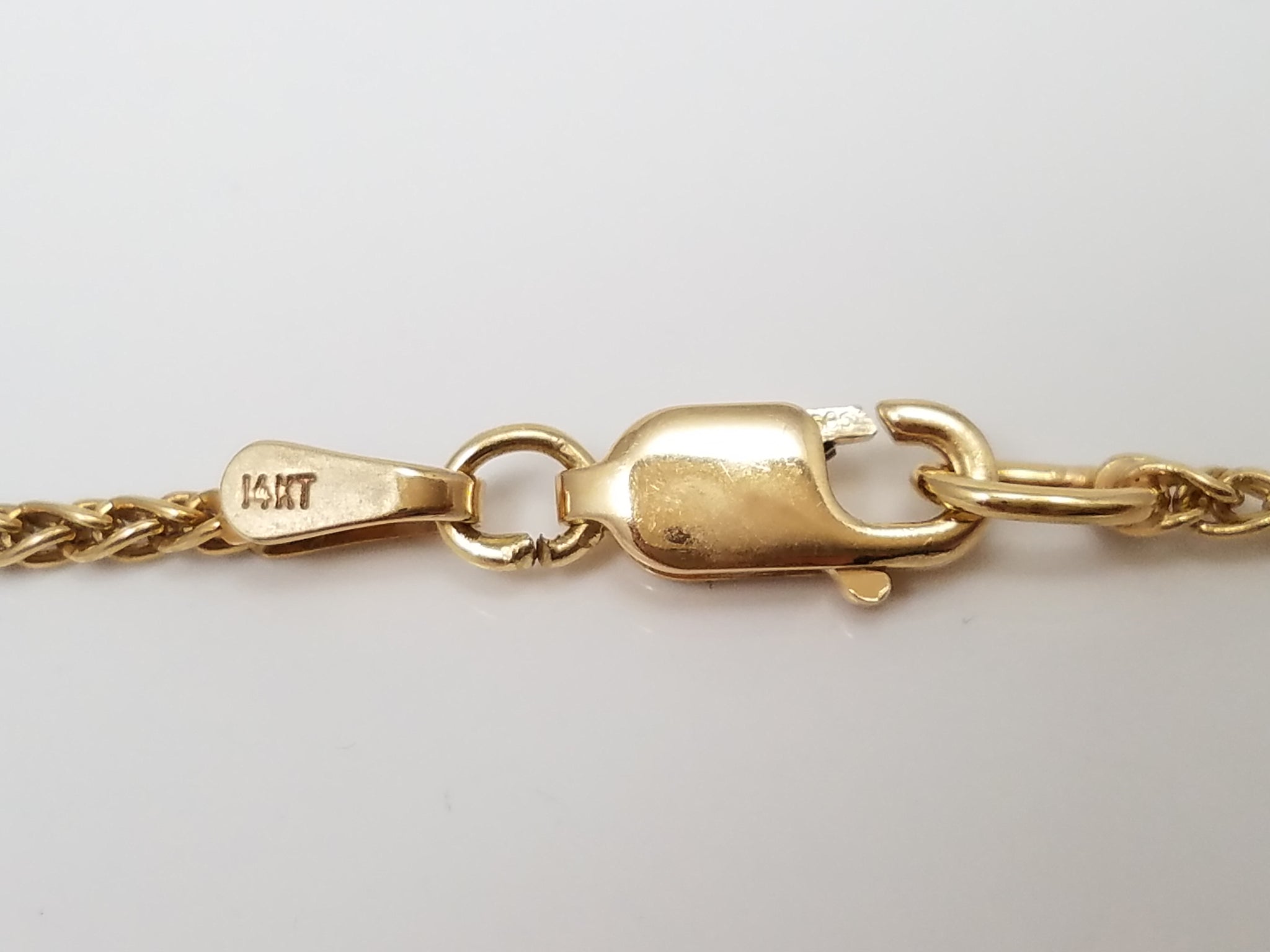 Simple 16" Solid 14k Yellow Gold Rounded Wheat Chain Necklace