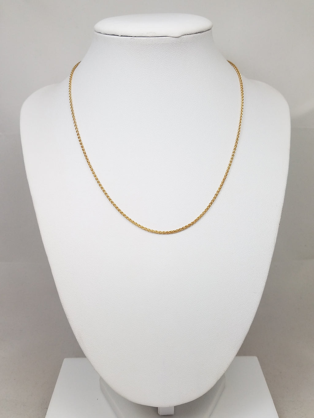 Simple 16" Solid 14k Yellow Gold Rounded Wheat Chain Necklace