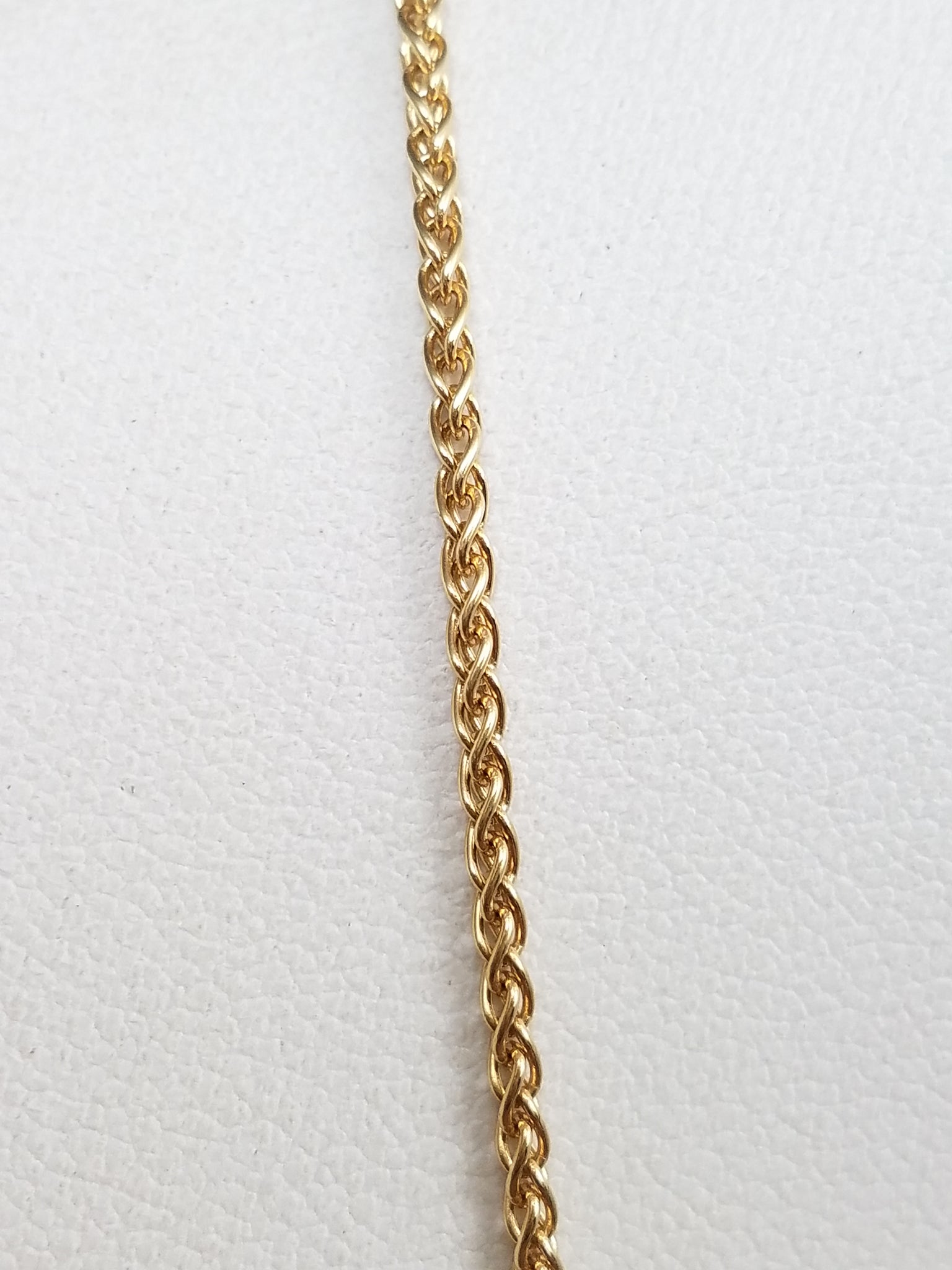 Simple 16" Solid 14k Yellow Gold Rounded Wheat Chain Necklace