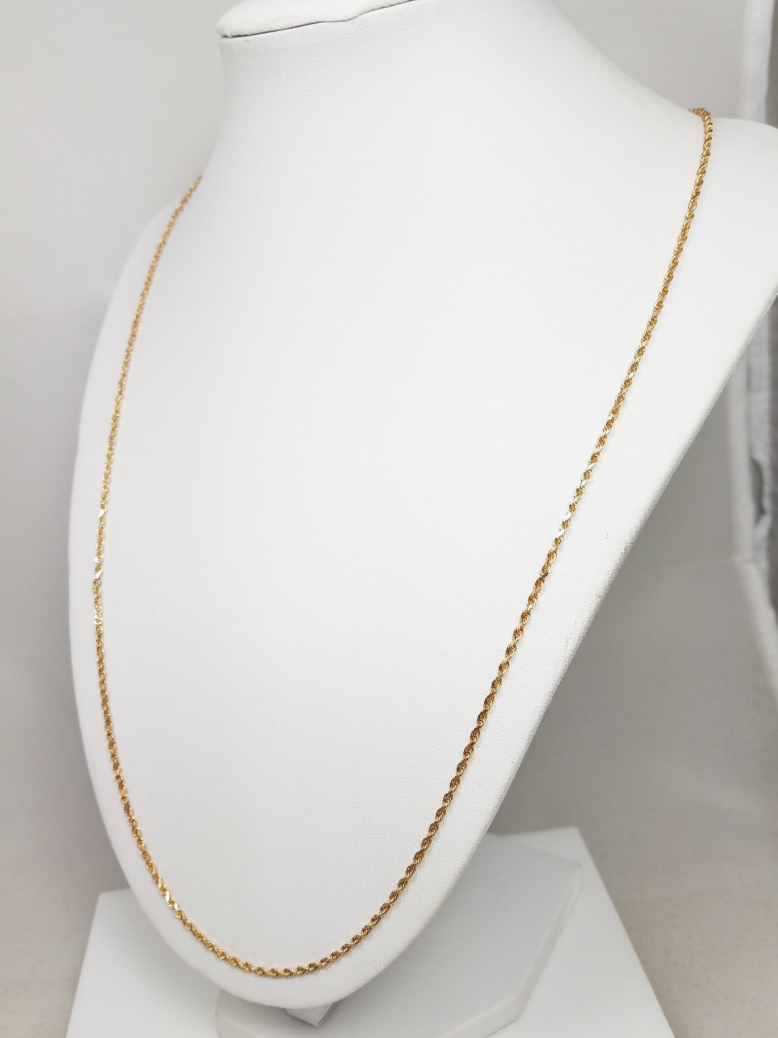 Classic 24" Solid 14k Yellow Gold Rope Chain Necklace