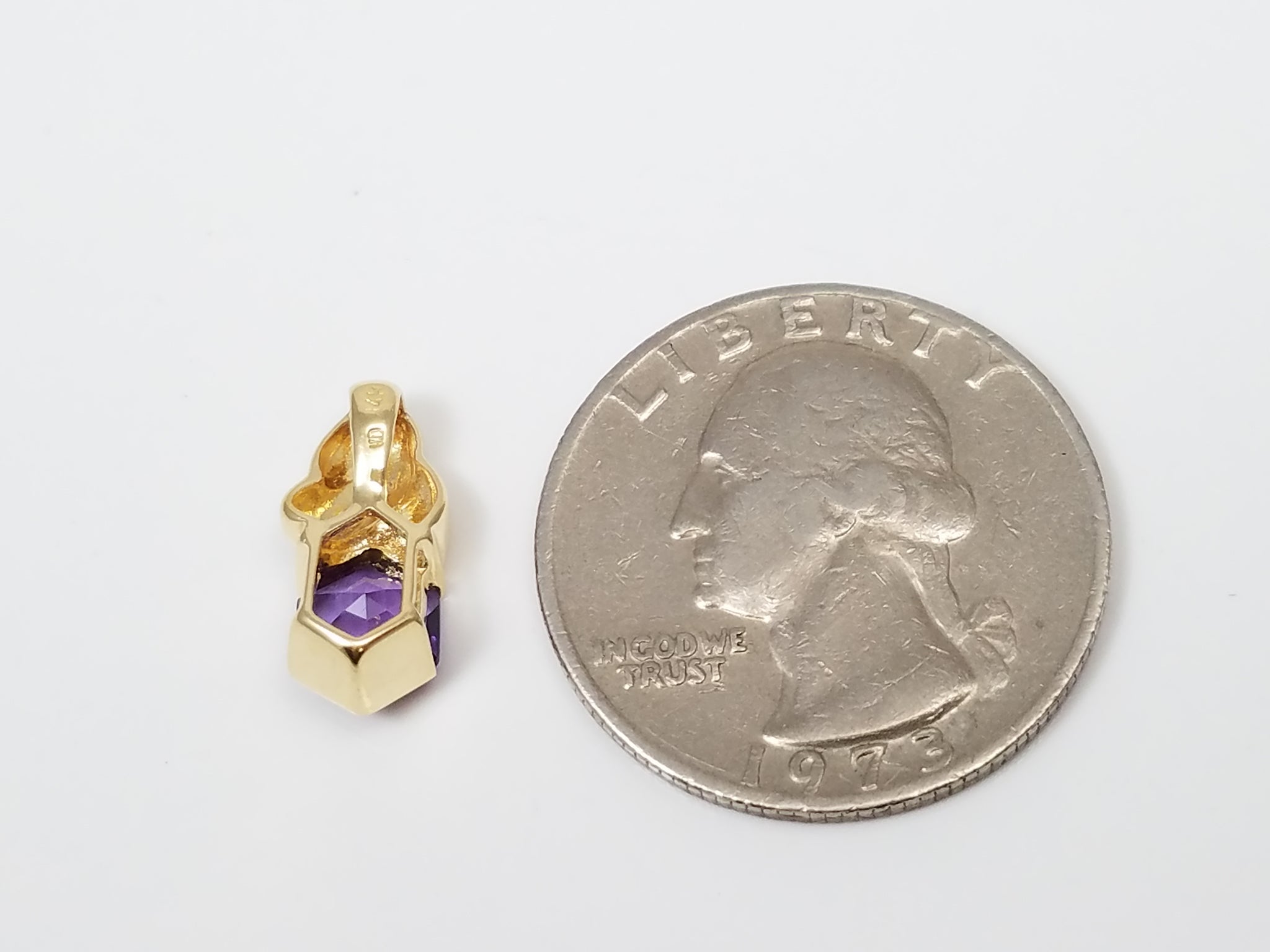 Dainty 14k Yellow Gold Natural Amethyst Diamond Pendant