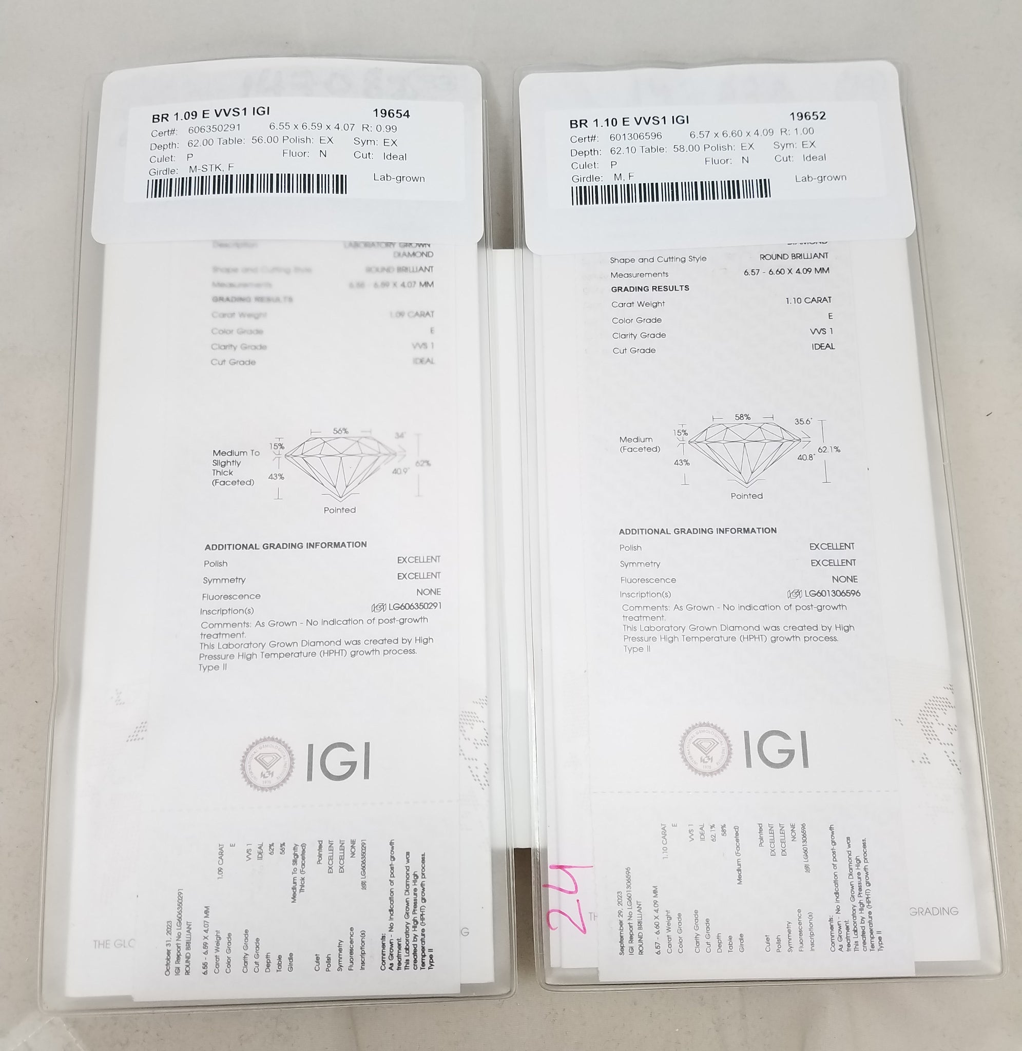 Dazzling New 14k White Gold IGI Certified 2.19ctw Lab Grown Diamond Solitaire Earrings